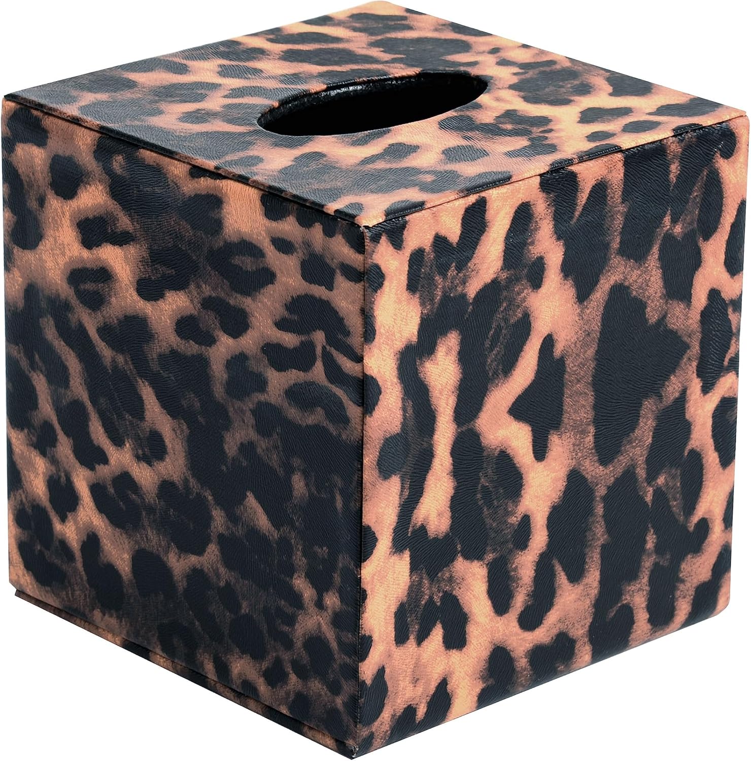 S Forever Home Decor Flower Pattern Faux Leather Tissue Box Cover (Square)