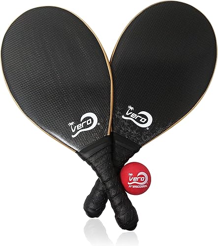 Fescobol 2 palas de paddle leball de playa de fibra de carbono, bola roja oficial de alta visibilidad, bolsa de playa con cordón