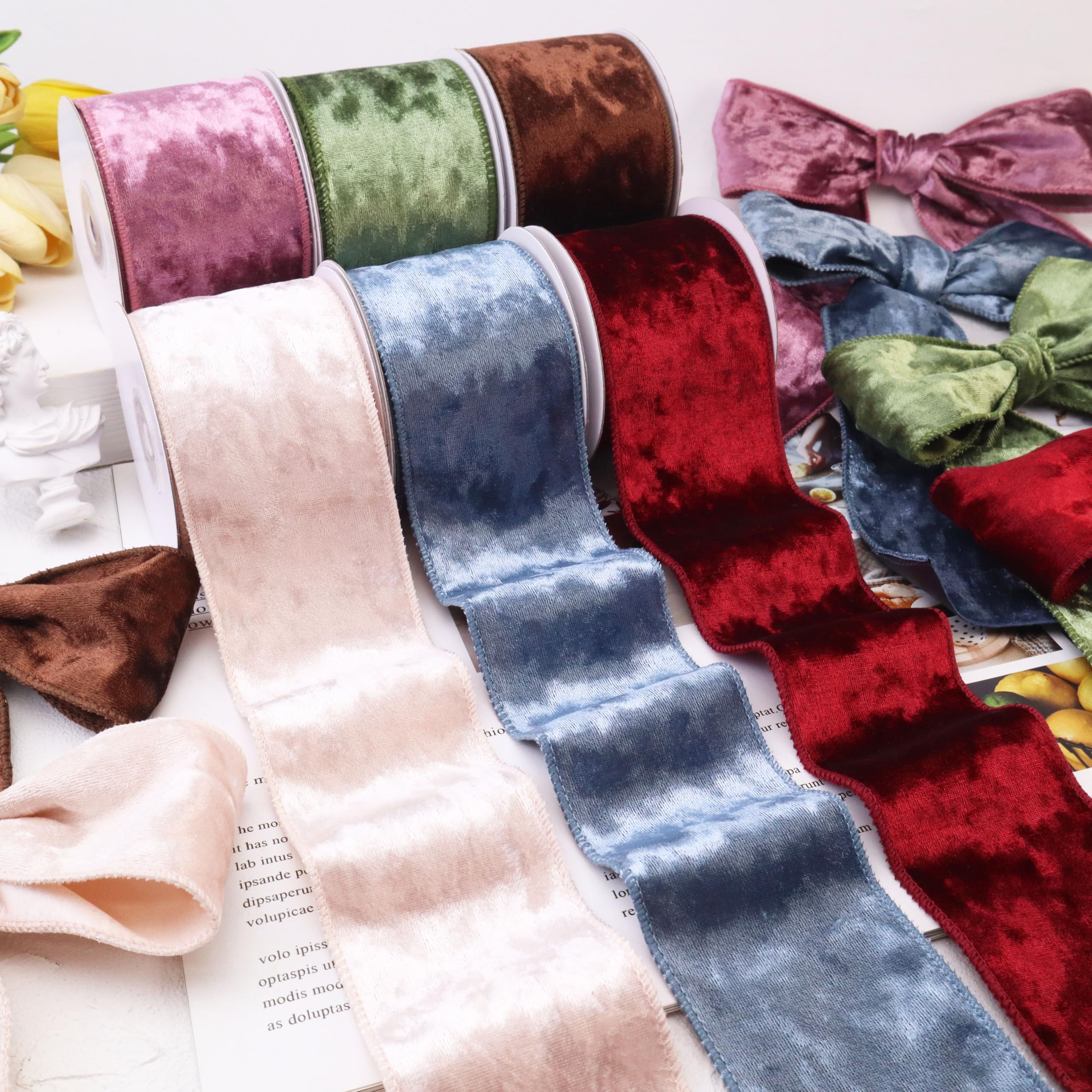 Amazon.com: Dusty Blue Velvet Ribbon Velvet Wired Ribbon 2.5Inch