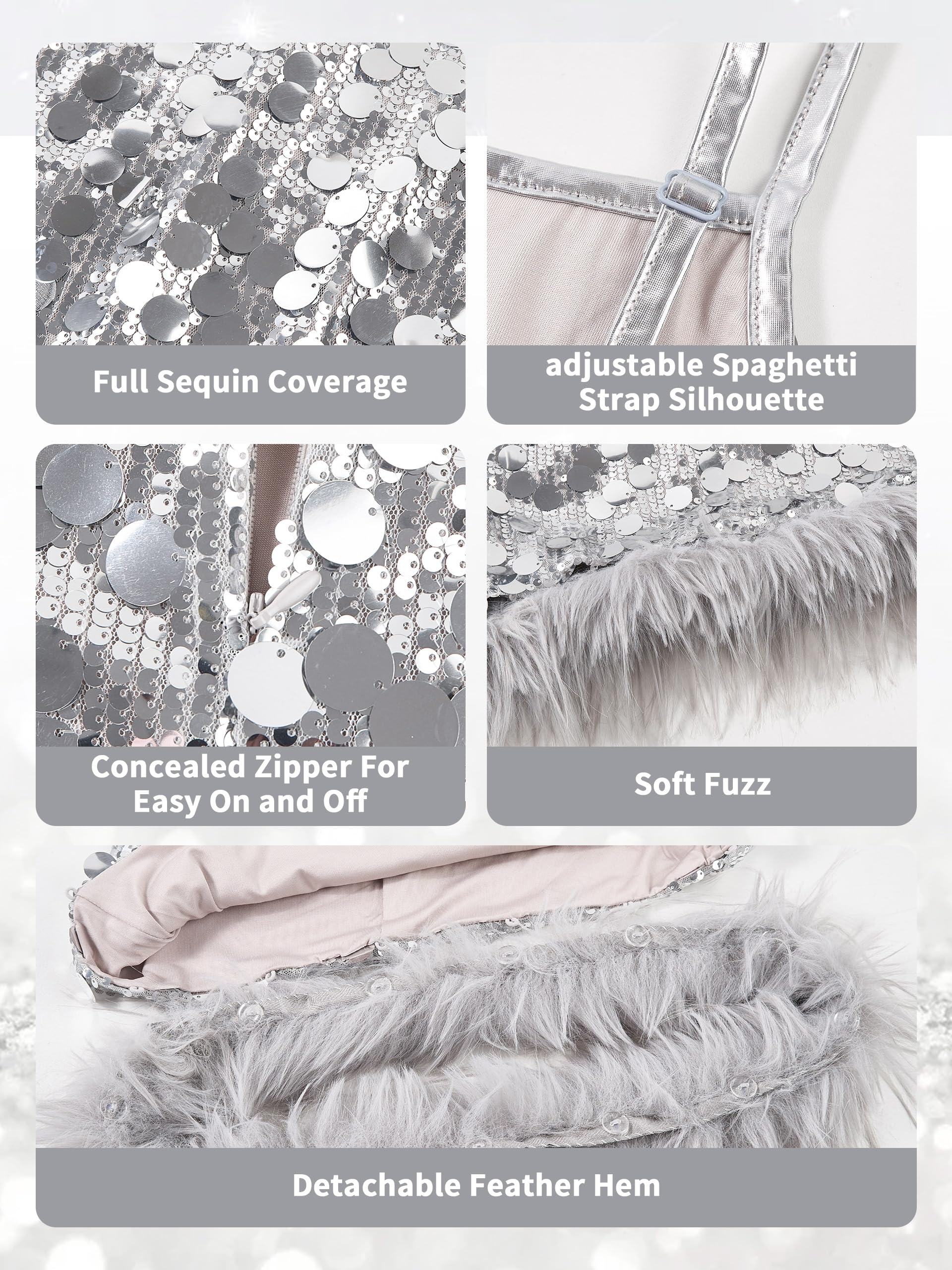 LOLANTA Costume Paillettes Ragazze Orlo Sfilacciato Staccabile Bambina Cerimonia Abito Festa Natalizio Senza Maniche Abito Carnevaleda Scintillante