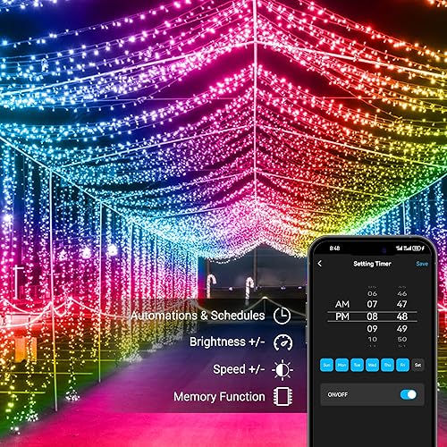 Miniatura 6 de Brizled Luces de Navidad inteligentes profesionales, 66 pies, 200 luces LED WiFi, luces de árbol de Navidad, controladas por aplicación, RGB que