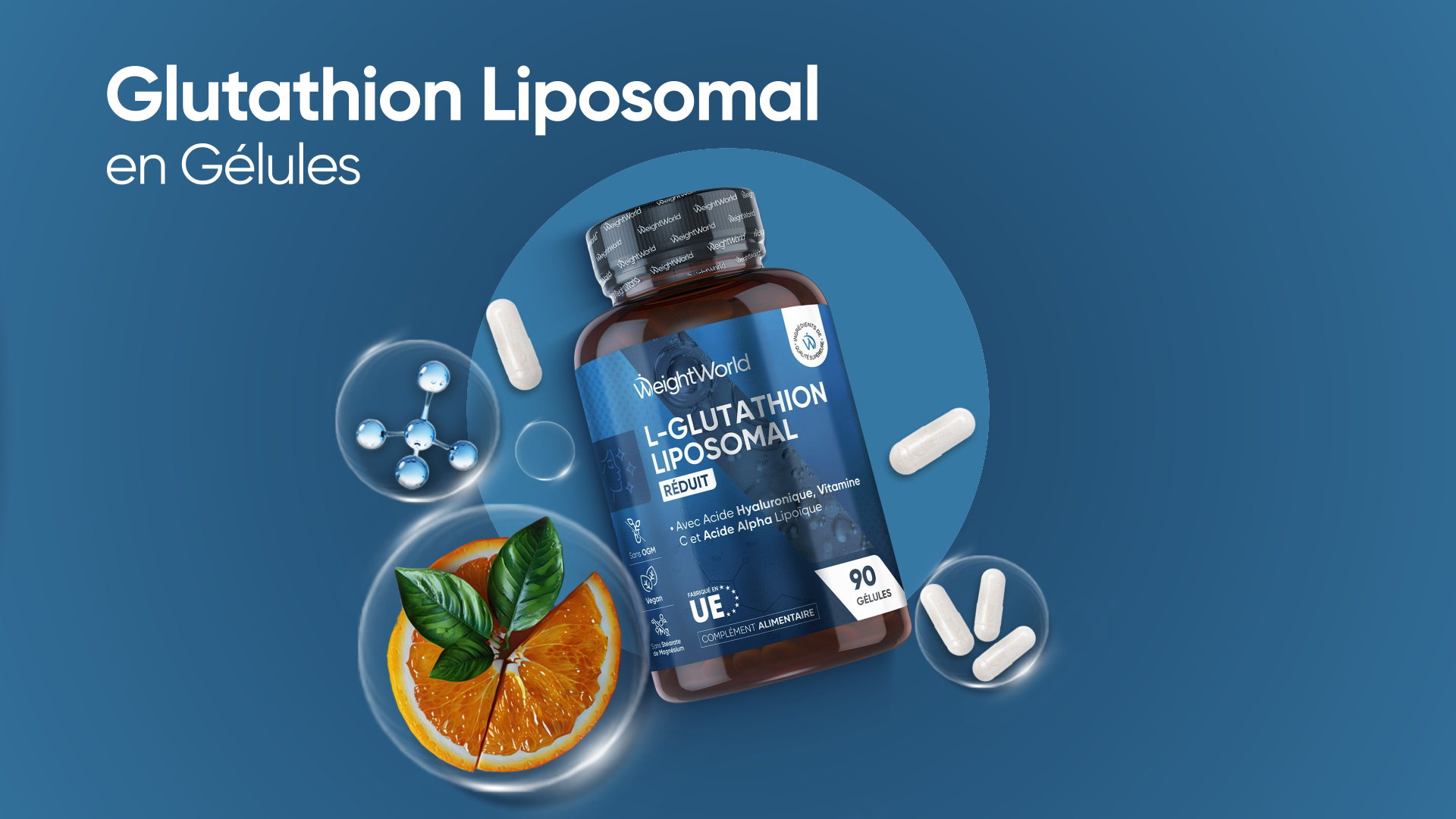 glutathion réduit liposomal Glutathion Liposomal Réduit 1000mg, 90 Gélules Vegan