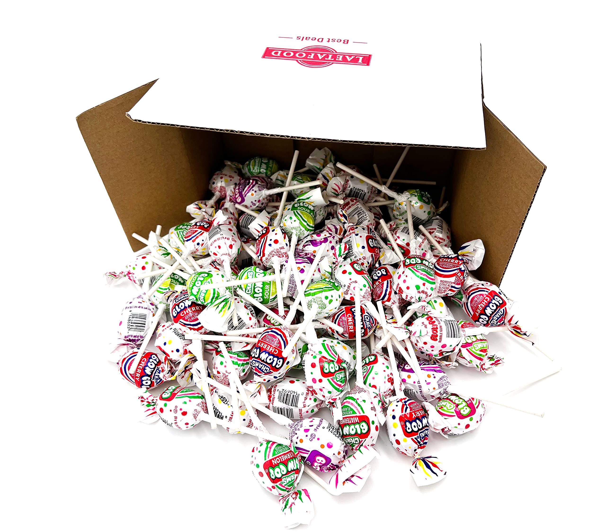 Buy LaetaFood Charms Blow Pops Bubble Gum Filled Lollipops, Assorted