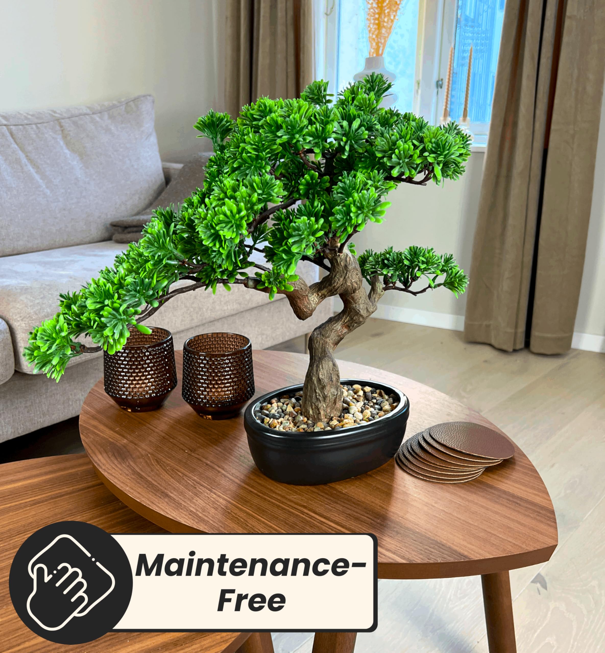 Künstlicher Bonsai-Baum In Magenta – 21,6 Cm Hoch – Pflegeleichte Deko Für Regal, Schreibtisch & Wohnzimmer
