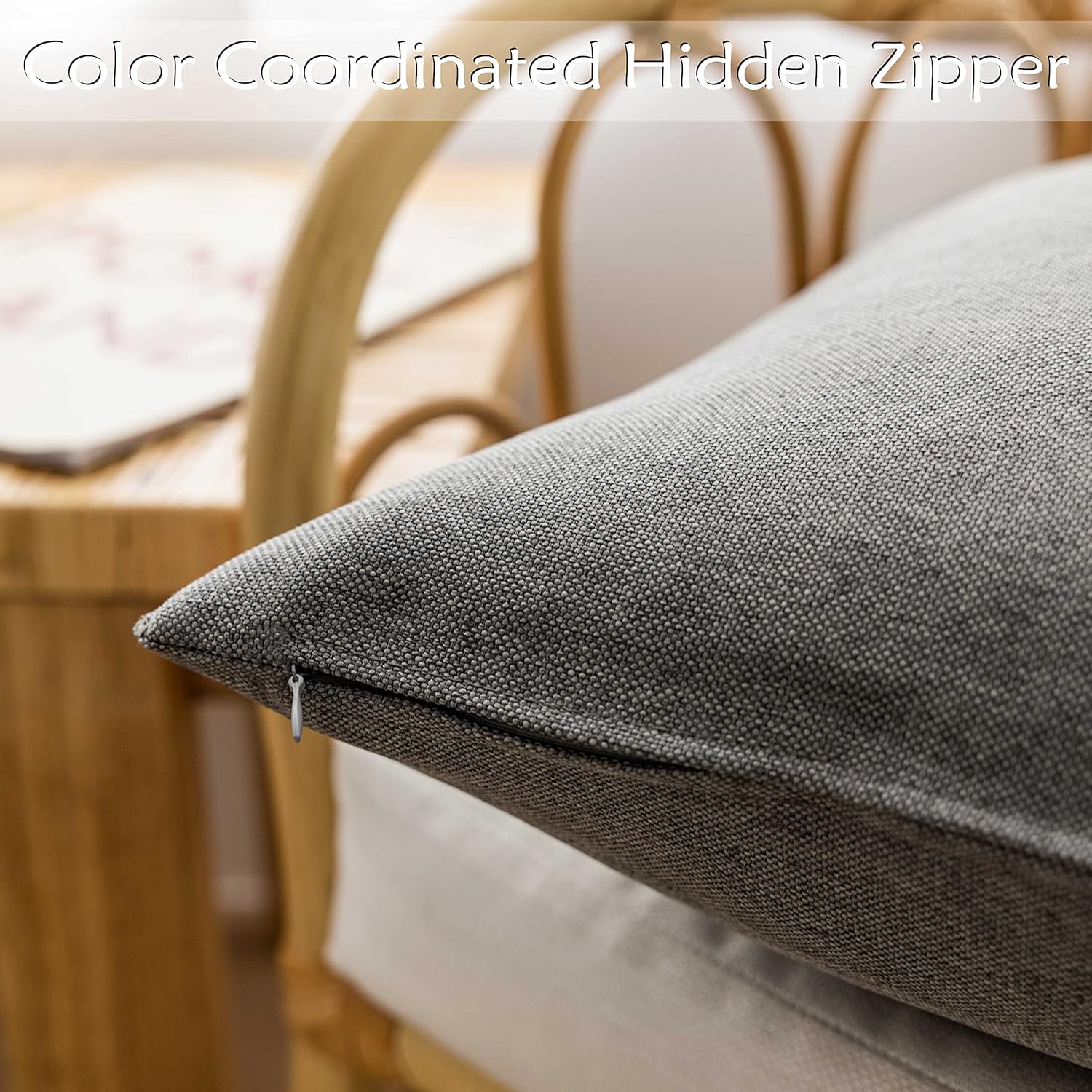 Home Brilliant Patio Pillows Outdoor Spring Waterproof Linen Throw Pillows Lumbar Rectangle Accent Pillows for Bed Room Indoor Outside, 4 Pieces, 12x20inches(30x50 cm) Light Grey - Image 4