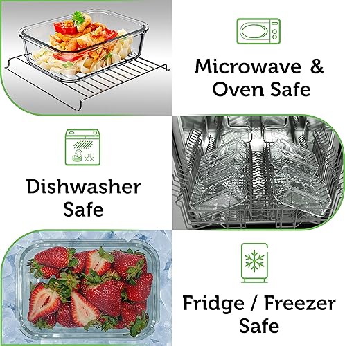 Miniatura 3 de Recipientes de vidrio para almacenamiento de alimentos con tapas de bambú (paquete de 4, 36 onzas) recipientes ecológicos para preparación de