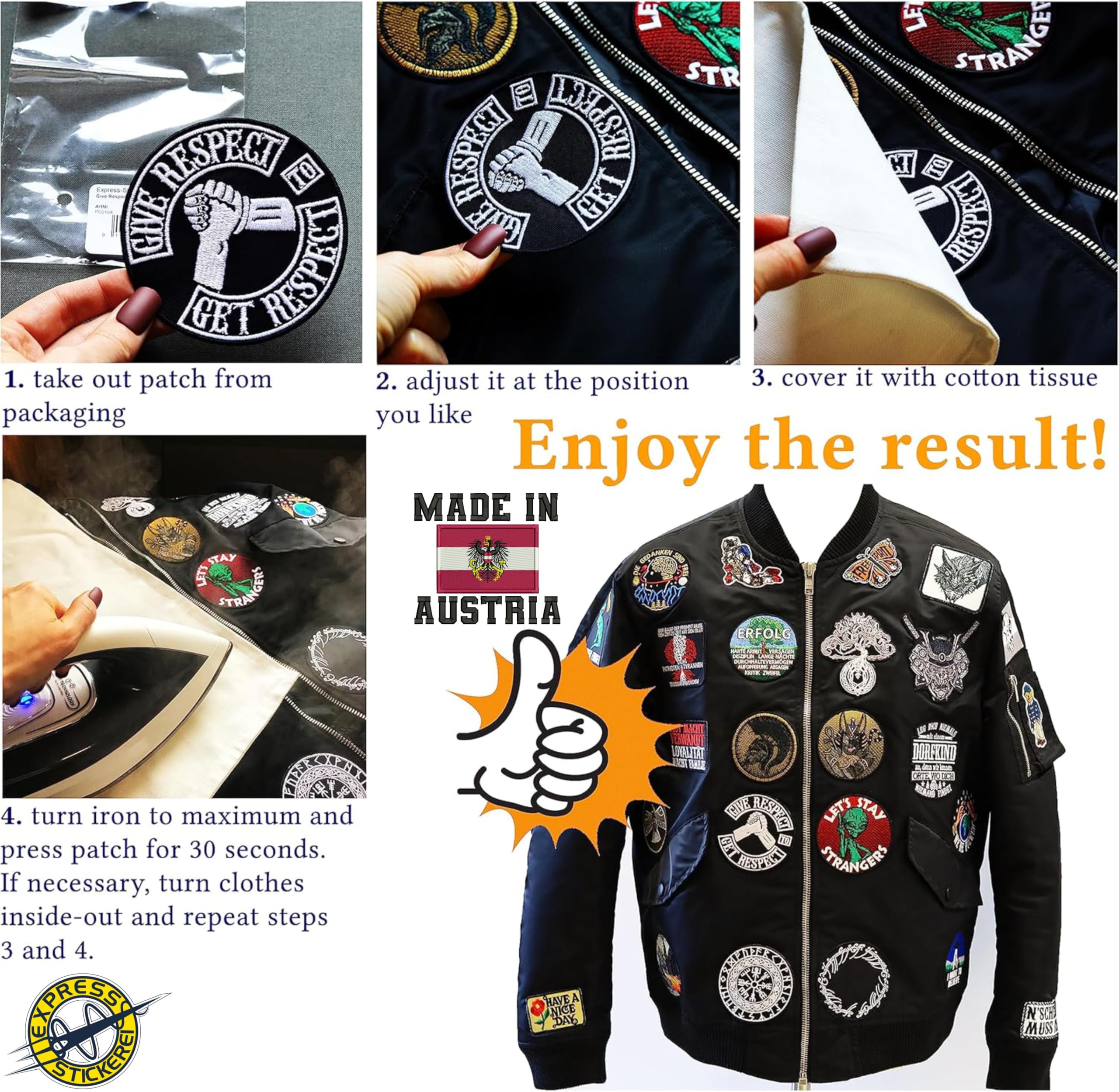 Naszywki dla motocyklistów do kamizelki Give Respect to Get Respect Biker Patches Iron on | Akcesoria motocyklowe, naszywki do przyszycia | Aplikacja z haftowanej tkaniny | 8,5 x 8,54 cala