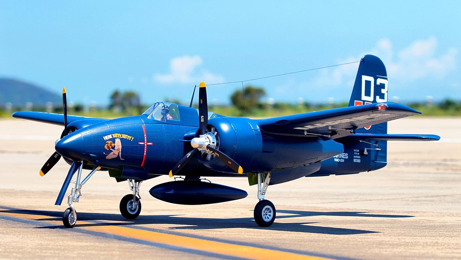 Fms F7F Tiger Cat 1700mm (66.9") RC Airplane Blue 6CH Twin Engines Warbird 6S PNP (No Radio, Battery, Charger)