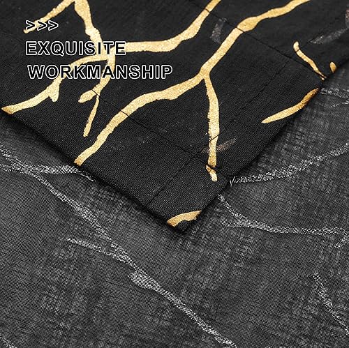 Miniatura 5 de FINECITY Cortinas traslúcidas, diseño botánico de ramas de árbol de aluminio negro y dorado, 52 x 84 pulgadas, juego de 2