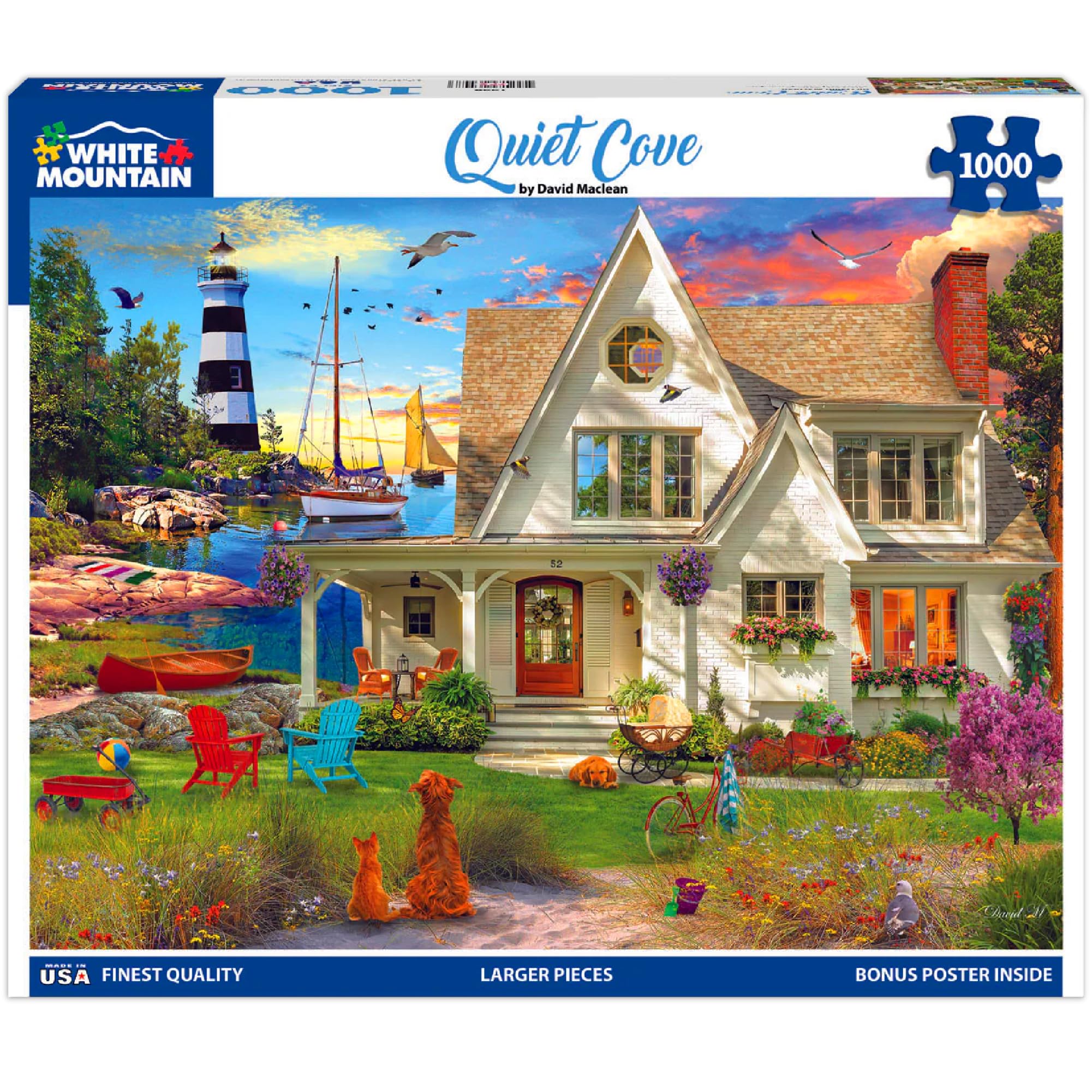 1000 Piece Jigsaw Puzzle Scenic Lighthouse Beach, Quiet Cove