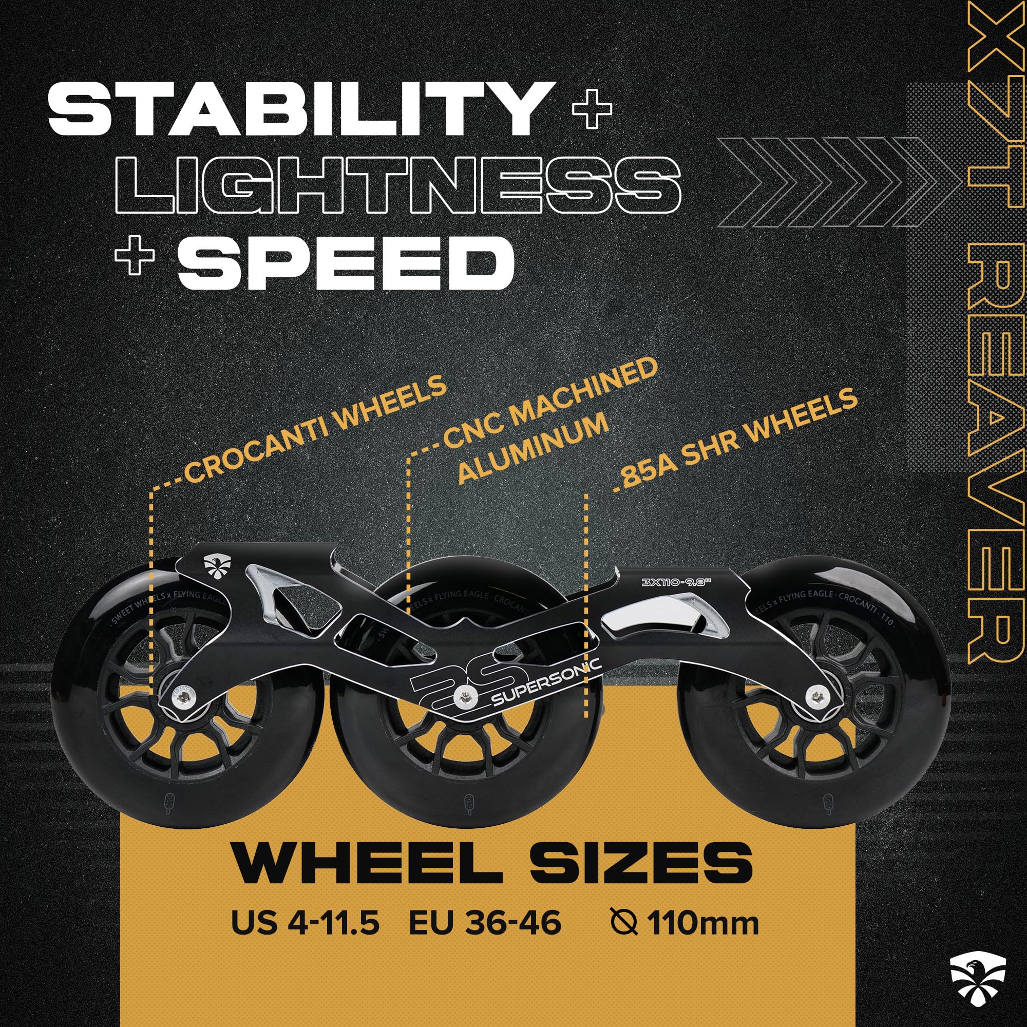 Flying Eagle X7T Reaver Skates Black 8.0 (41)