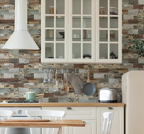 Miniatura 2 de Paquete de 10 azulejos de pared de PVC de 12 x 12 pulgadas, para despegar y pegar, para cocina, azulejos de baño, decoración de chimenea, mesa de