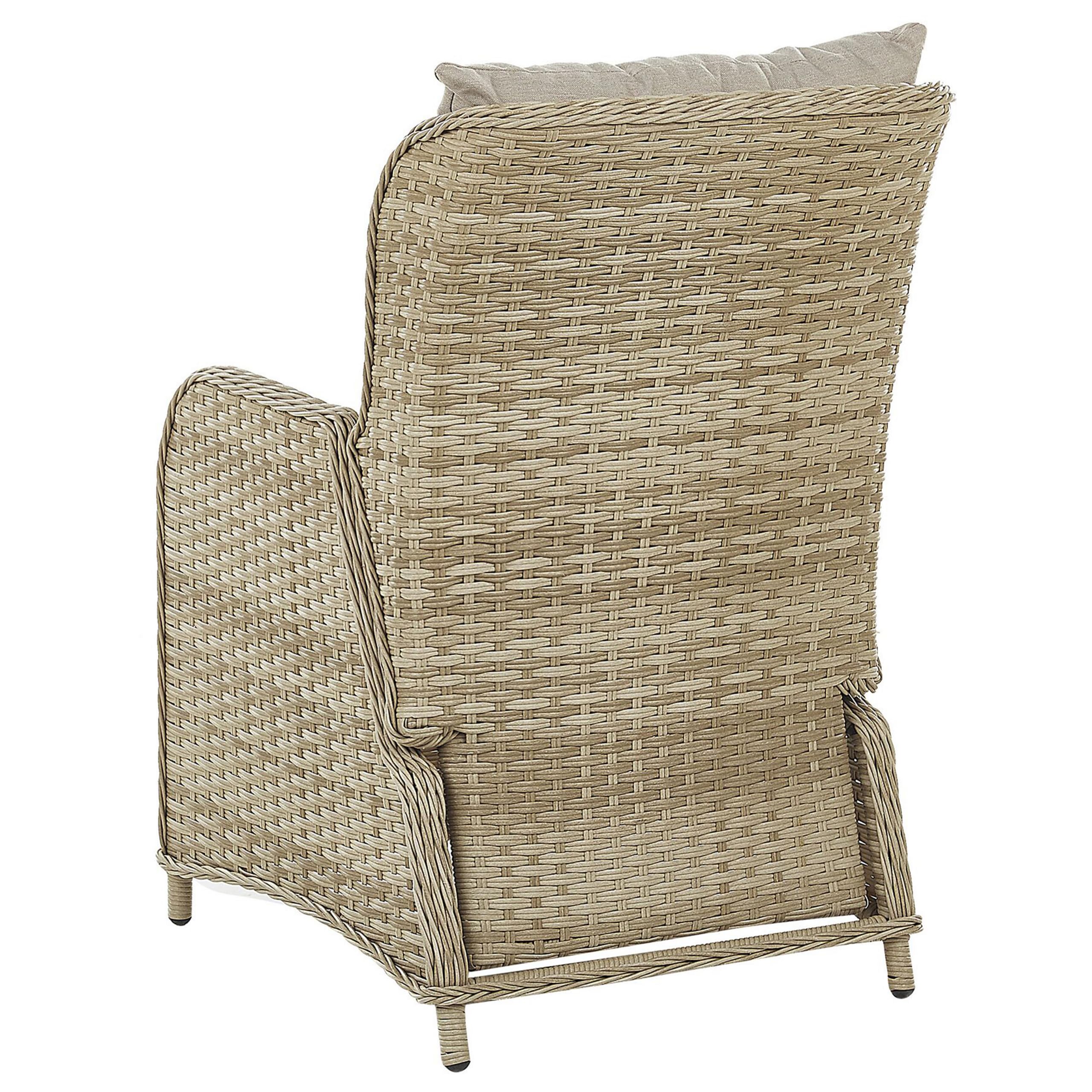Beliani Lounge Set 5-teilig Rattan natürlich mit Auflagen beige Sessel versellbar Ponza
