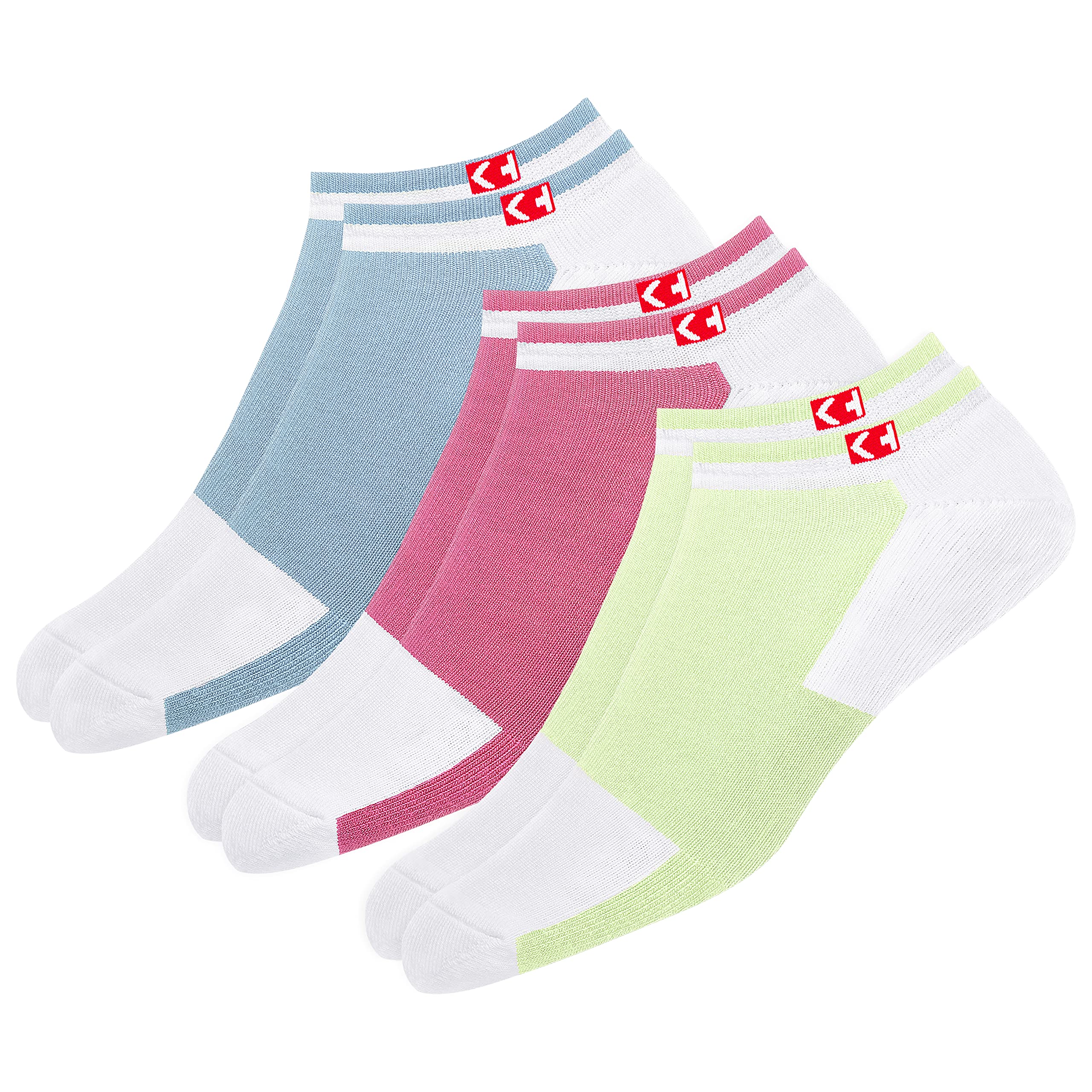 KOPNHAGNWomen Socks Cotton Cushion Sports Ankle Socks, Pack of 3, Multicolor, Free Size, Multicolour, Free Size