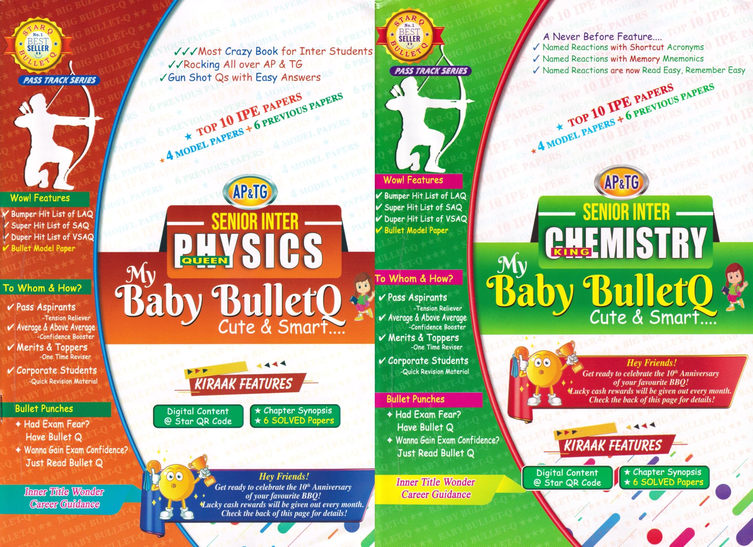AP & TG My Baby Bullet Q Intermediate 2nd Year Physics & Chemistry 2025-26 Edition | Quick Revision & Exam Prep Guide for IPE | Set of 2 Books (English Medium)