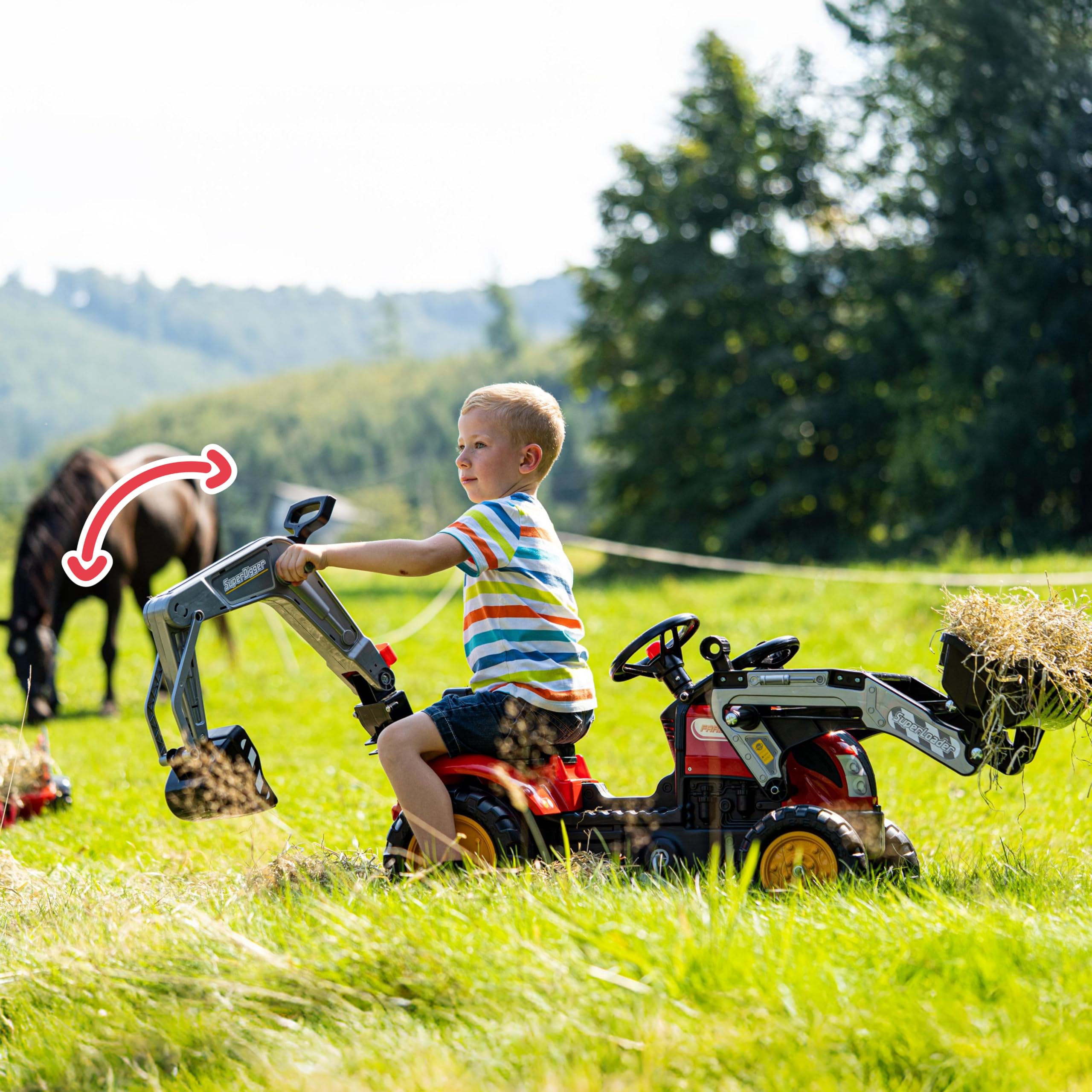Mighty Builder Traptractor - FALK - Met aanhanger - Geel - 100% gemaakt