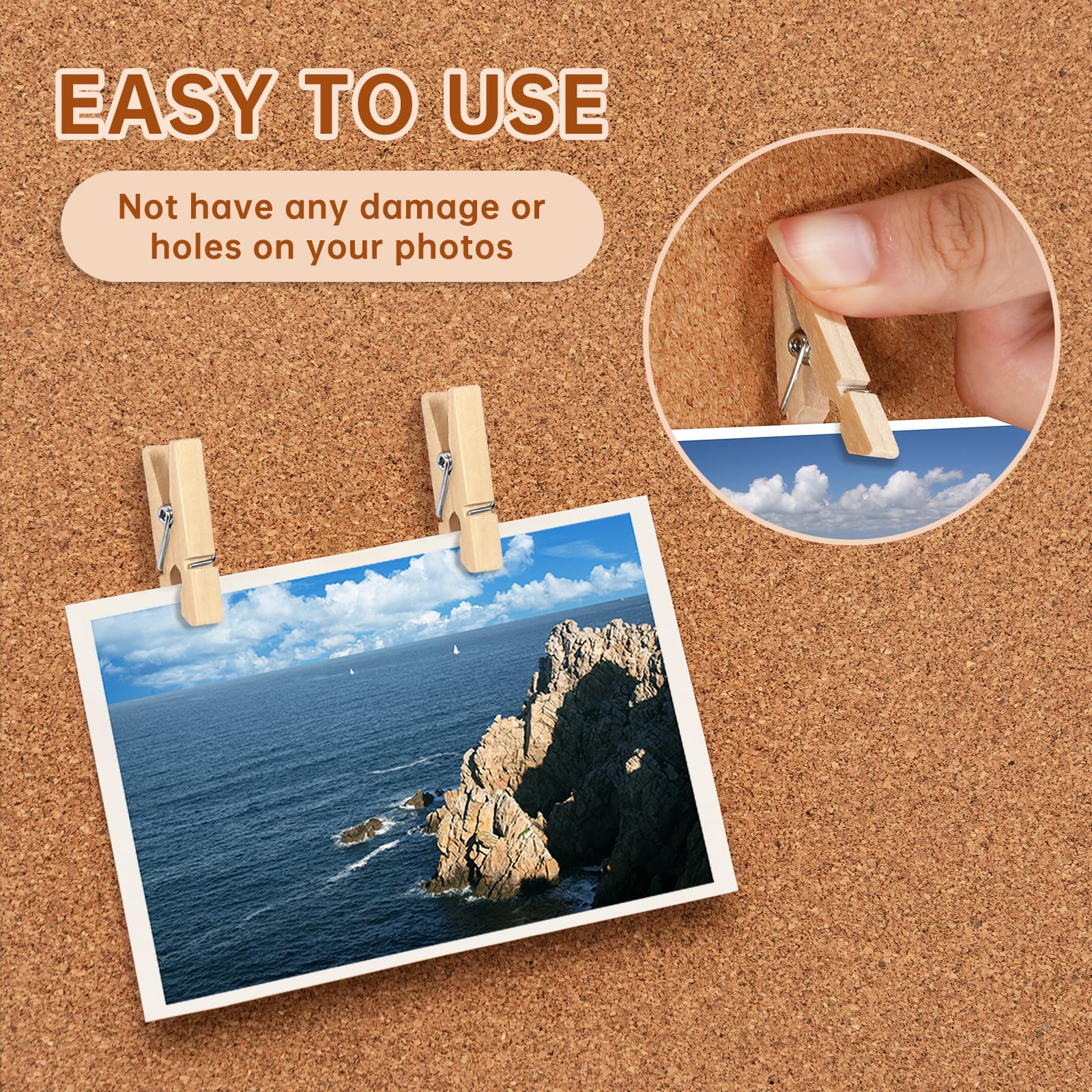110pcs Push Pin Clips, Holz Push Pins, Cute TACS für Korktafel, Holz Tacks für Korktafel, Riesige Pinnnadeln, Holzklammern für Bilder, Pinnwände für Pinnwand, Fototafel, Bilder