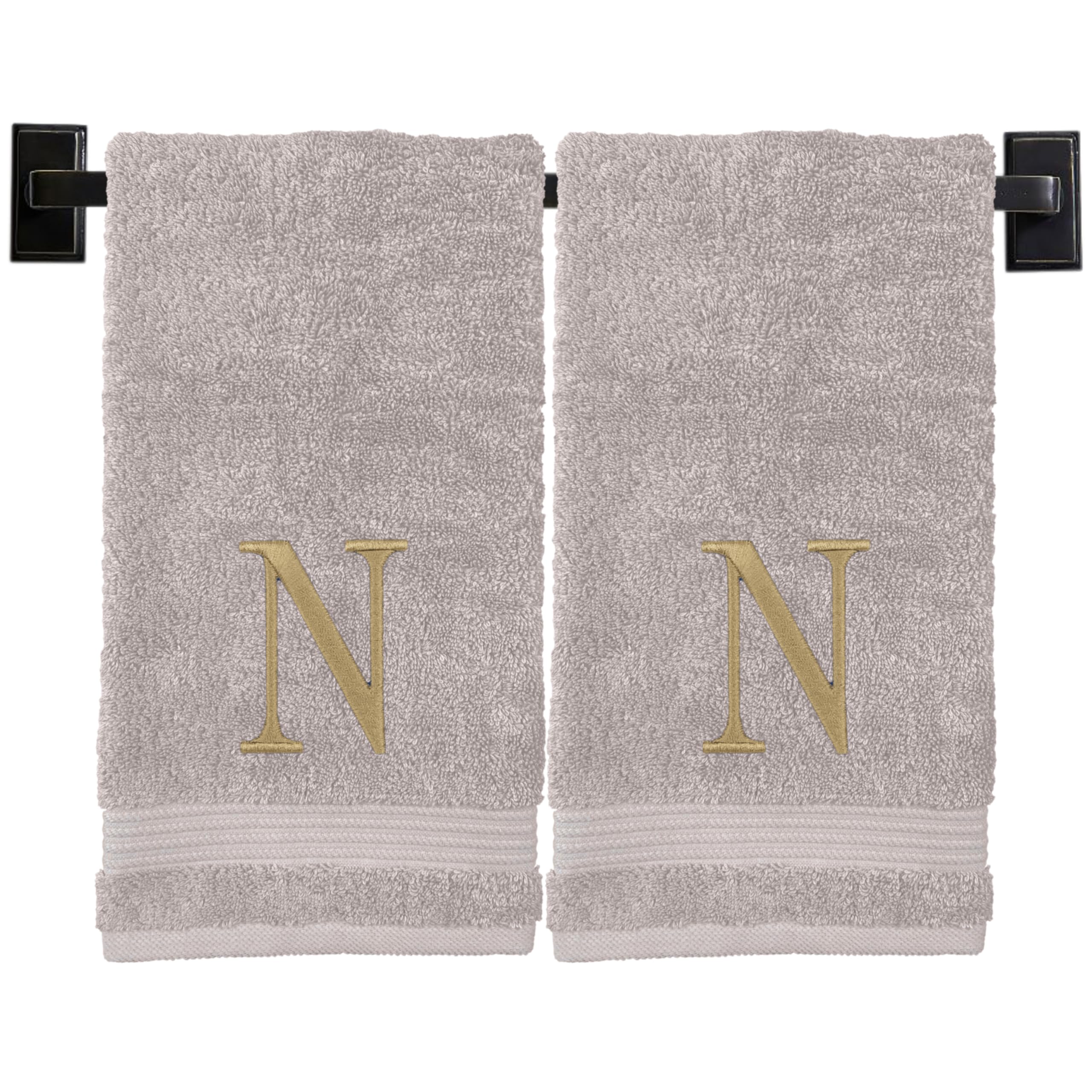 Custom Luxury Towels Monogrammed Hand Towels for Bathroom | Luxury Turkish Cotton | Embroidered in USA | Set of 2 | Choose Set Color and Monogram
