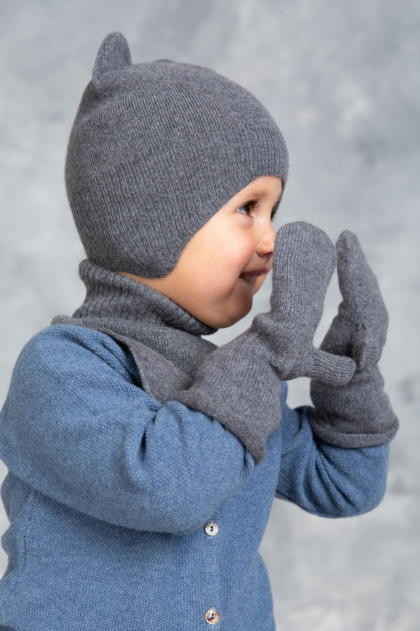 Bufanda de punto de lana para bebés y niños, muy suave y cálida, bufanda de punto para proteger el cuello en otoño e invierno, bufanda en color gris, para bebés de 0 a 3 años, gris, für 0-3