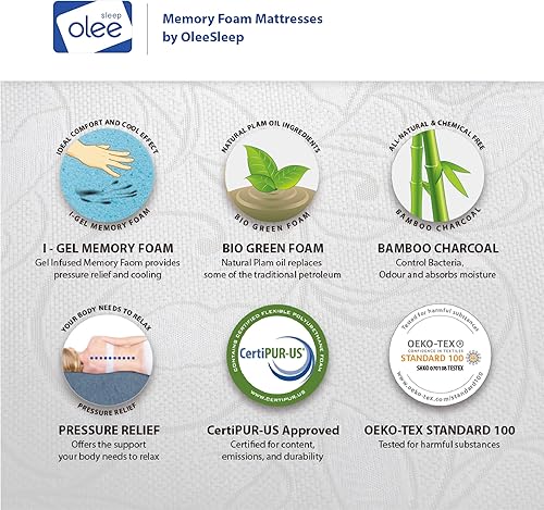 Miniatura 8 de Olee Sleep cubrecolchón de espuma viscoelástica Premium Dura de 4 pulgadas de grosor con funda por Sleeplace.