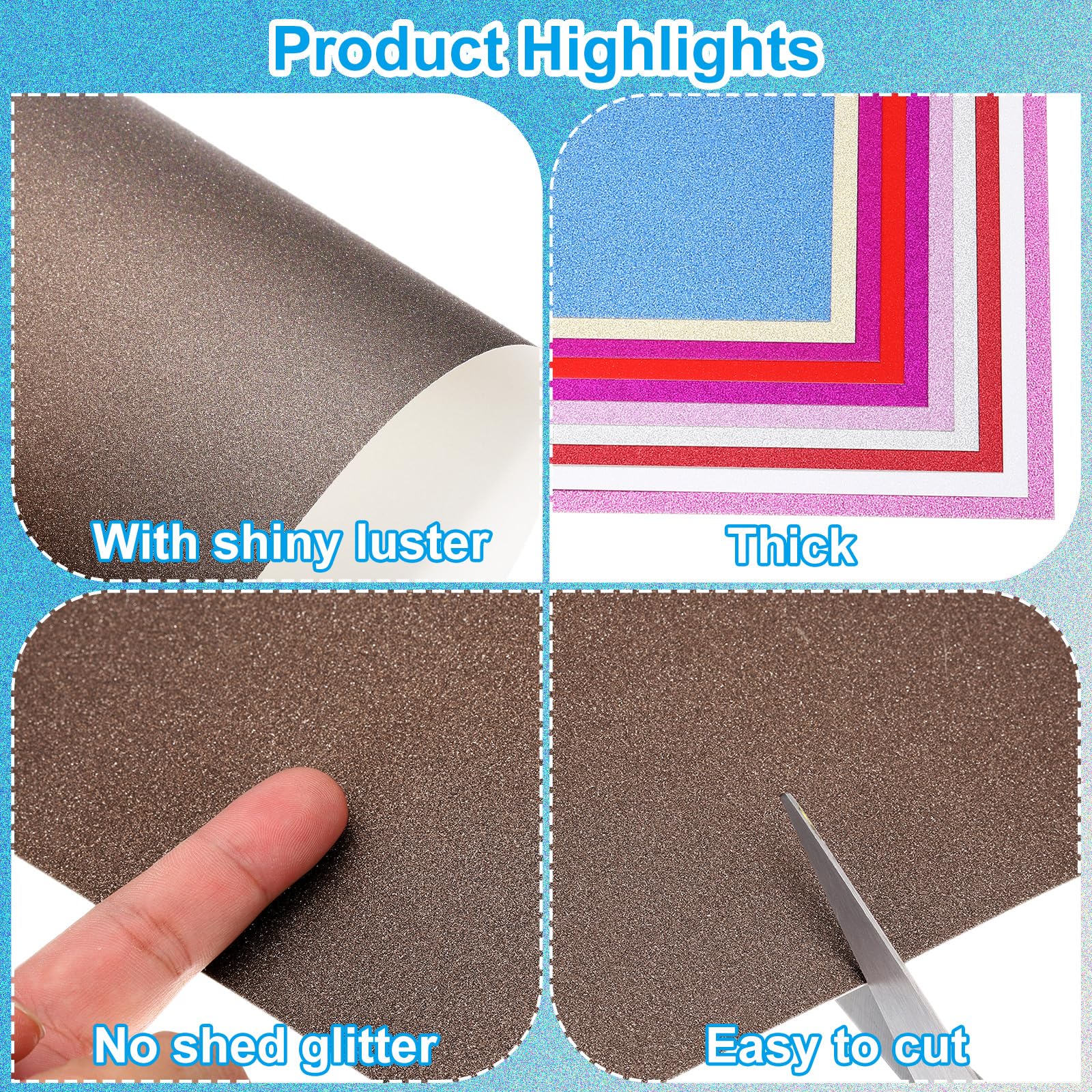 PATIKIL 10 Sheets Brown Glitter Cardstock Paper - Image 3