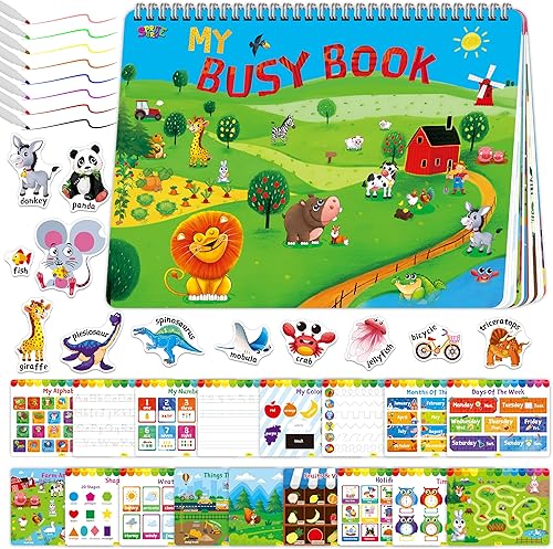 Libro de actividades preescolares, 30 temas diferentes, juguete de aprendizaje Montessori, herramienta educativa para alfabeto, números, color,