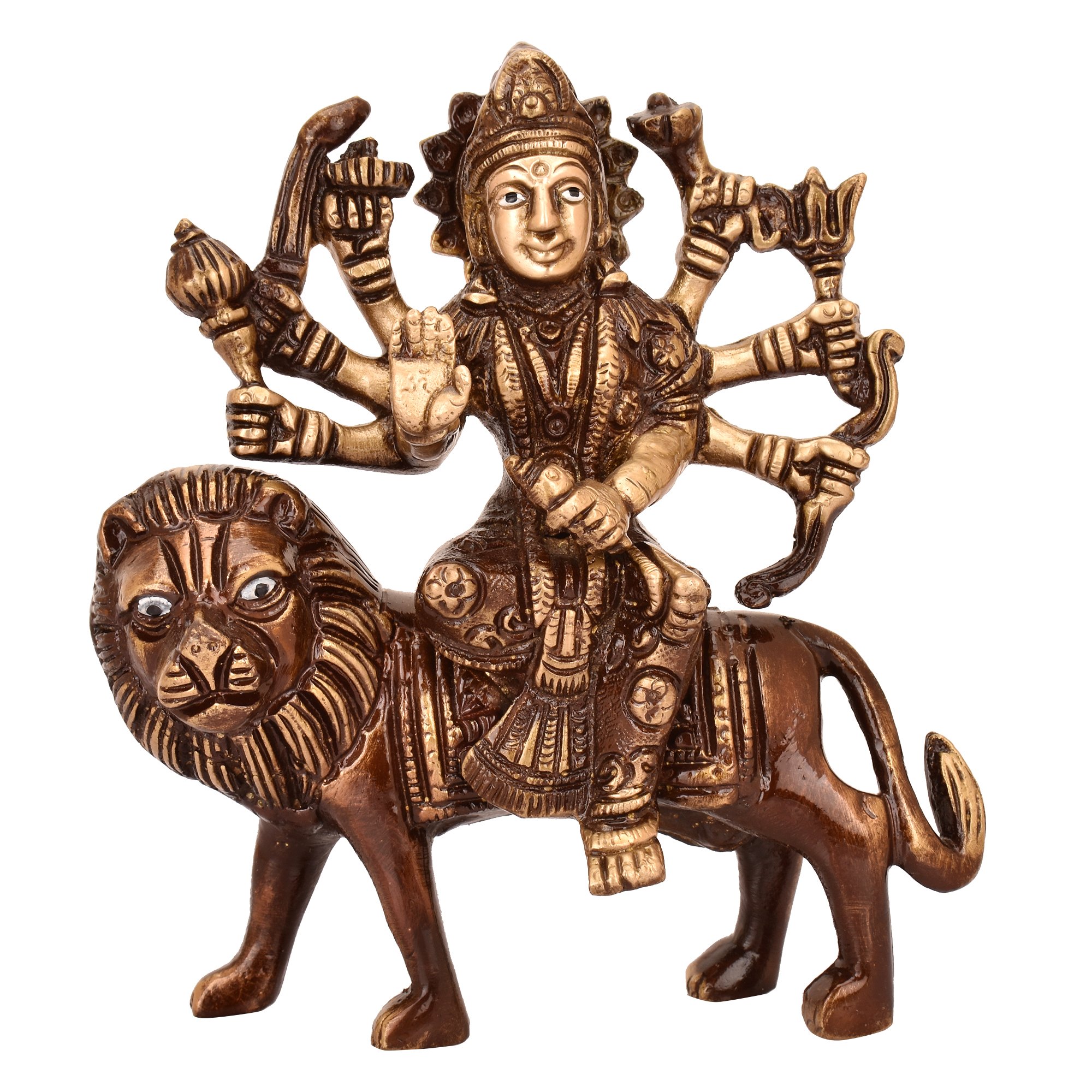 Triunity Durga Maa/Maa Durga Maa Durga with Lion/Maa Durga Sher Brass Idol