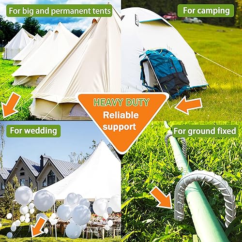 Miniatura 6 de Estacas galvanizadas para barras de refuerzo estacas de tierra resistentes de 12 pulgadas ganchos en J para tienda de campaña y estacas paquete de