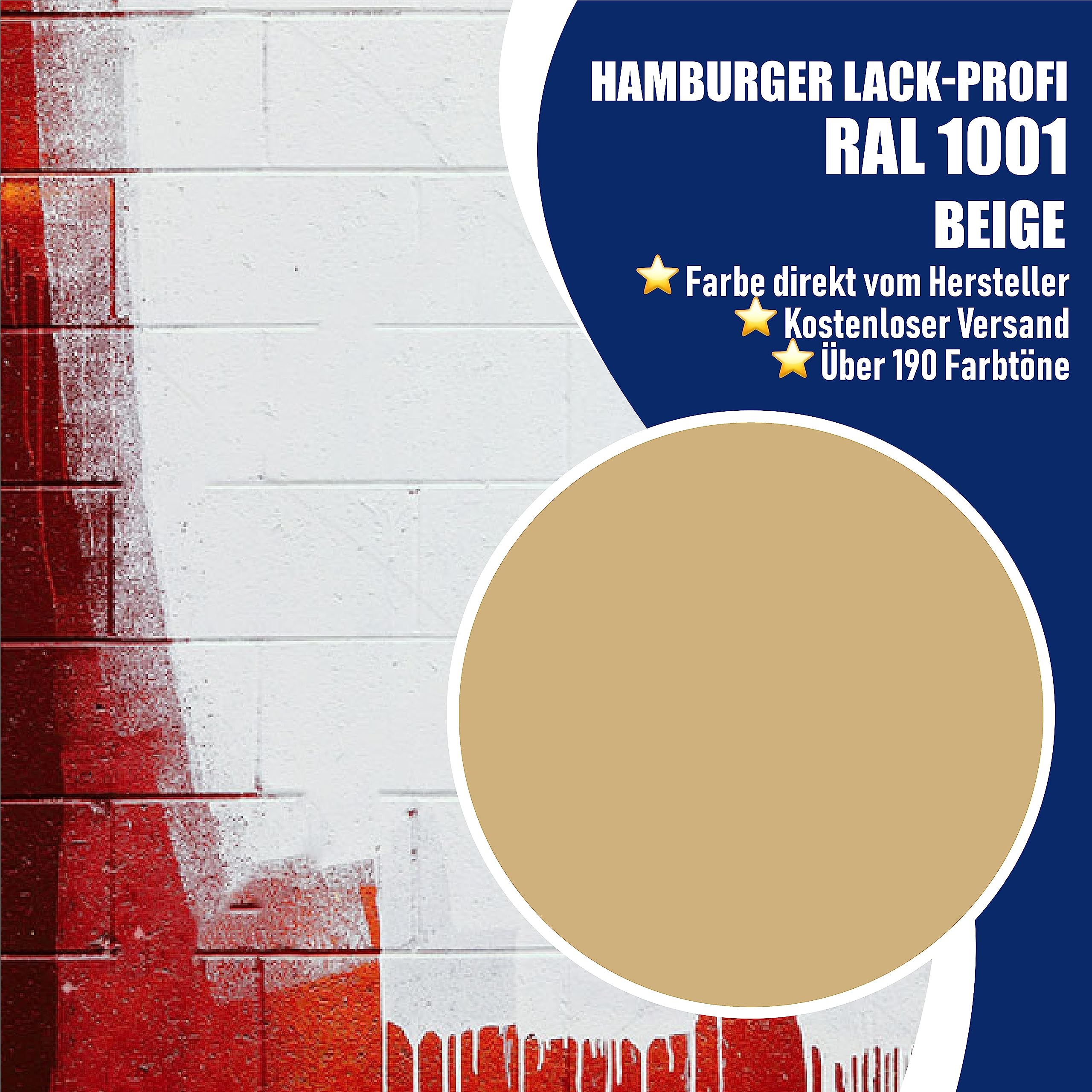 Hamburger Lack-Profi Betonfarbe SEIDENMATT Beige RAL 1001 Bodenfarbe Bodenbeschichtung Betonbeschichtung Fassadenfarbe (10 L)