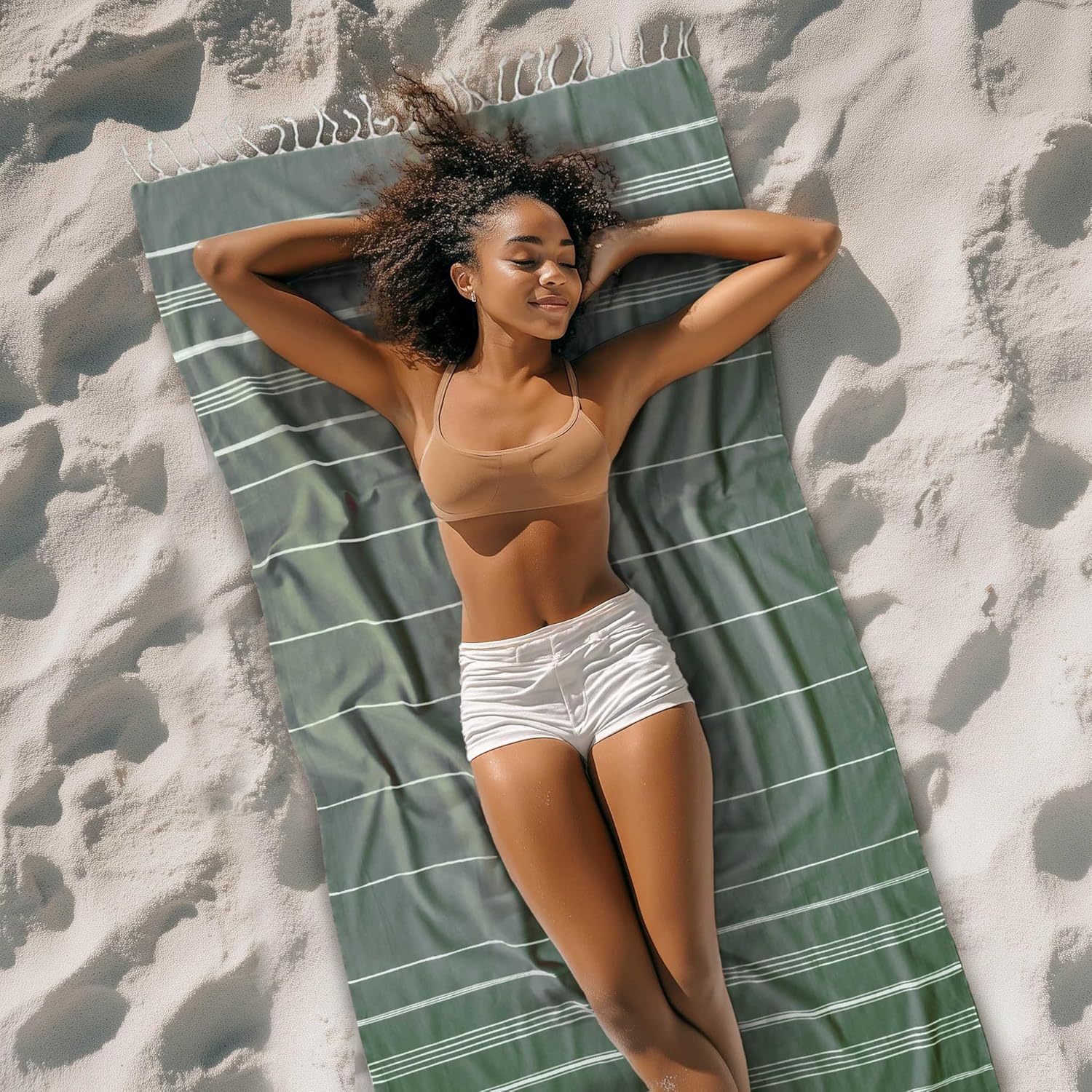 Cacala Lightweight and Thin Turkish Beach Towel 100% Cotton Sand-Free and Quick-Drying Goodness Perfect as an Extra Large Travel Towel, Beach Accessory, or Gift for Beach Lovers, 37 x 70