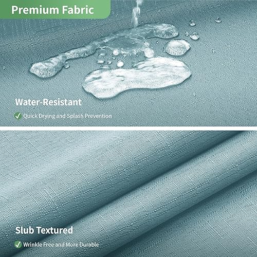 Miniatura 5 de Cortina de ducha verde azulado sin gancho con forro de tela a presión, cortinas de ducha de tela texturizada para baño, cortina de ducha moderna