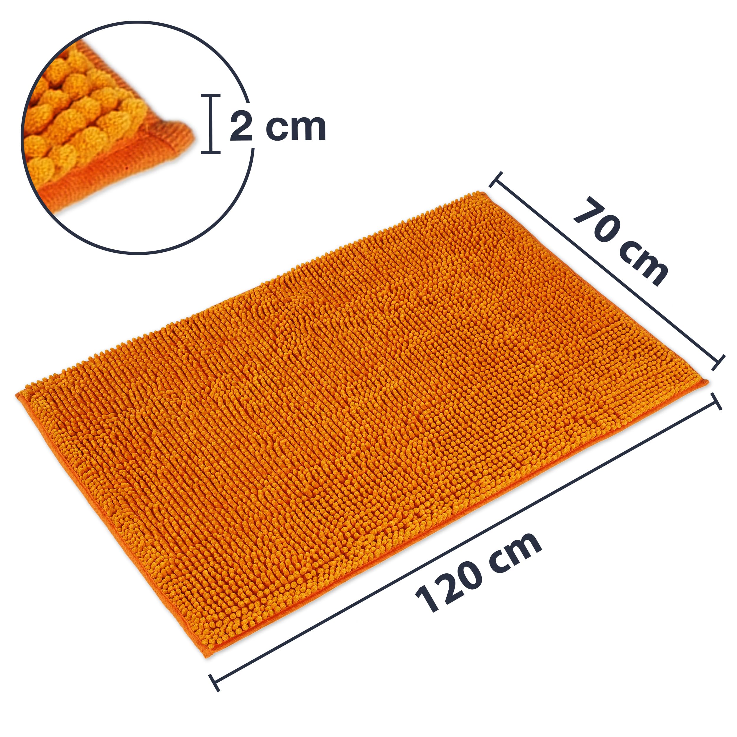 WohnDirect Juego de 2 alfombrillas de baño, color naranja, 70 x 120 cm, antideslizantes y lavables, alfombrilla de baño