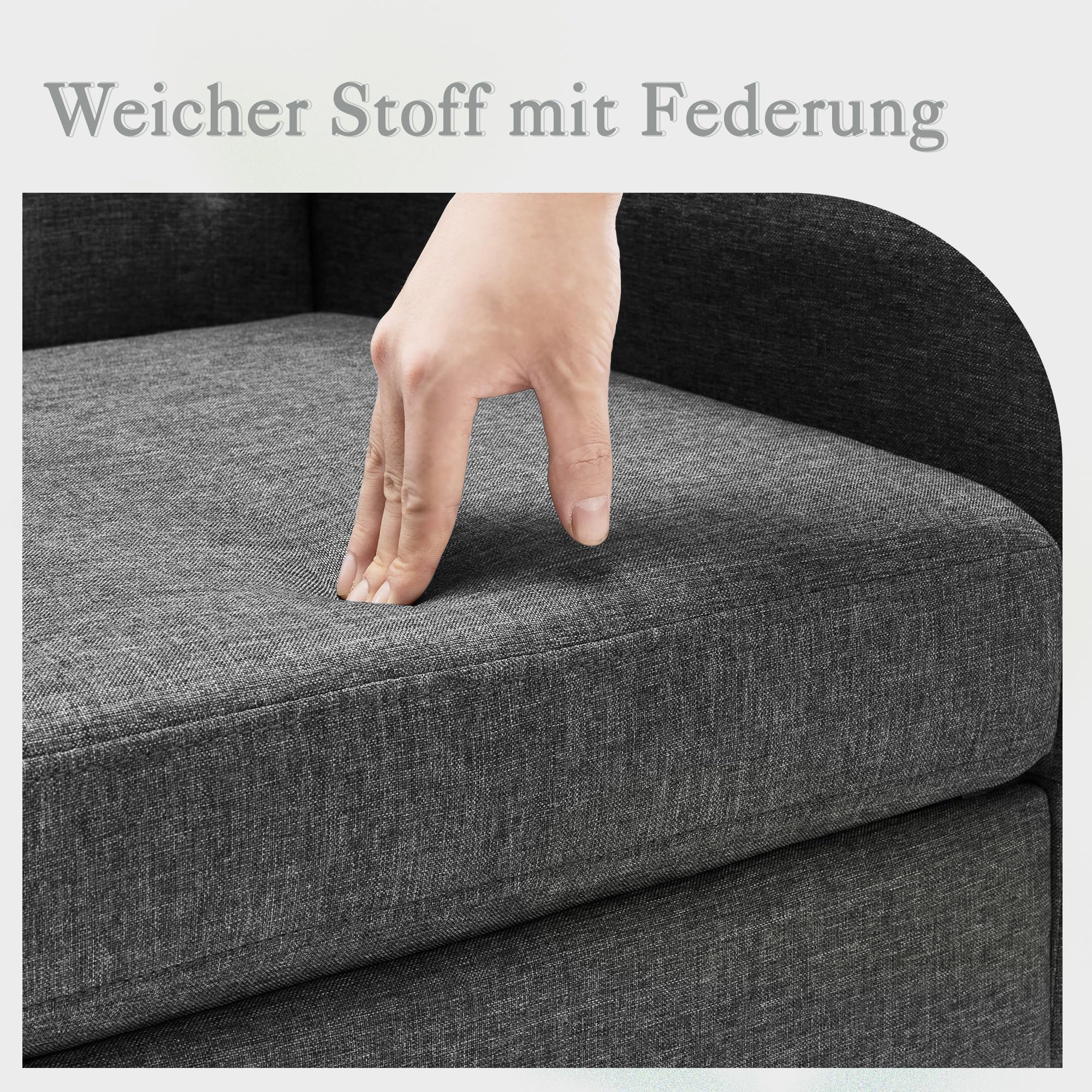 LUE BONA Ohrensessel Sessel Wohnzimmer, Polstersessel, Armchair, Modern Loungesessel mit Knopfsteppung, Lesesessel für Wohnzimmer, Schlafzimmer, Esszimmer, Leinenoptik, Dunkelgrau