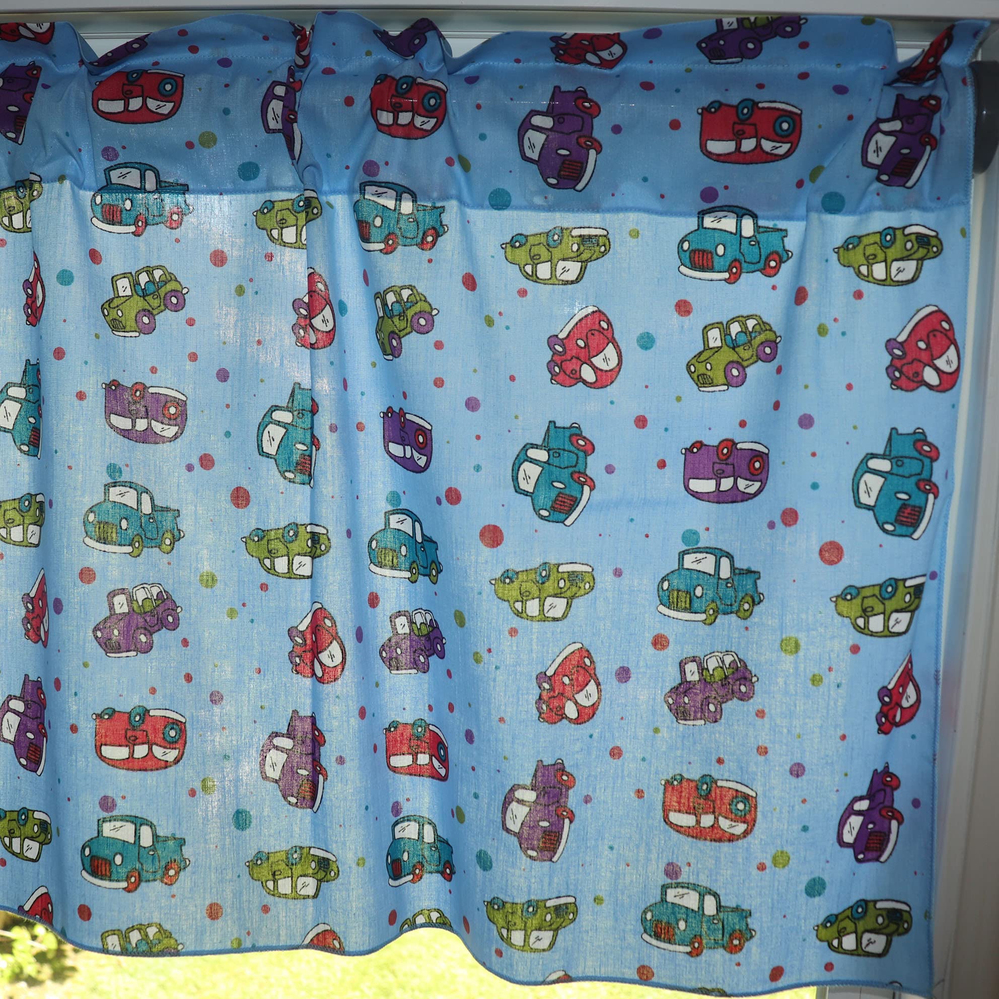 Zen Creative Designs Cotton Cars and Trucks Print Window Valance Home Décor Kids Bedroom Nursery Kitchen Window (58