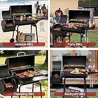 Vista 11 de Royal Gourmet CC1830S BBQ Charcoal Grill and Offset Smoker 823 Square Inch cooking surface, Outdoor for Camping Black