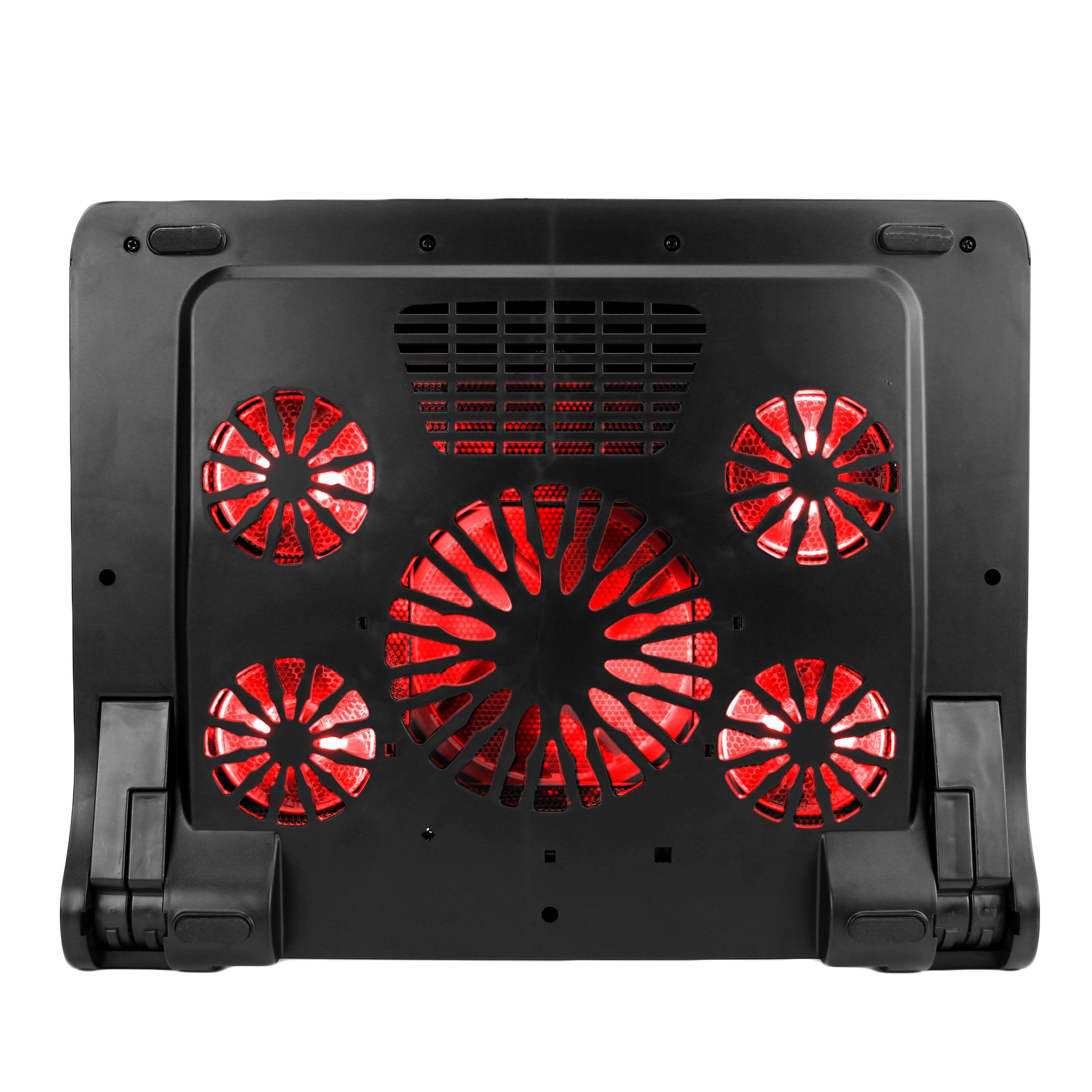 ENHANCE Supporto di raffreddamento per PC Portatile Gaming con Ventole a LED, Altezza Regolabile E 2 Porta USB - 5 Ventole Silenziose Ad Alta Prestazioni A 2630 RPM E Paraurti Interni - Rosso