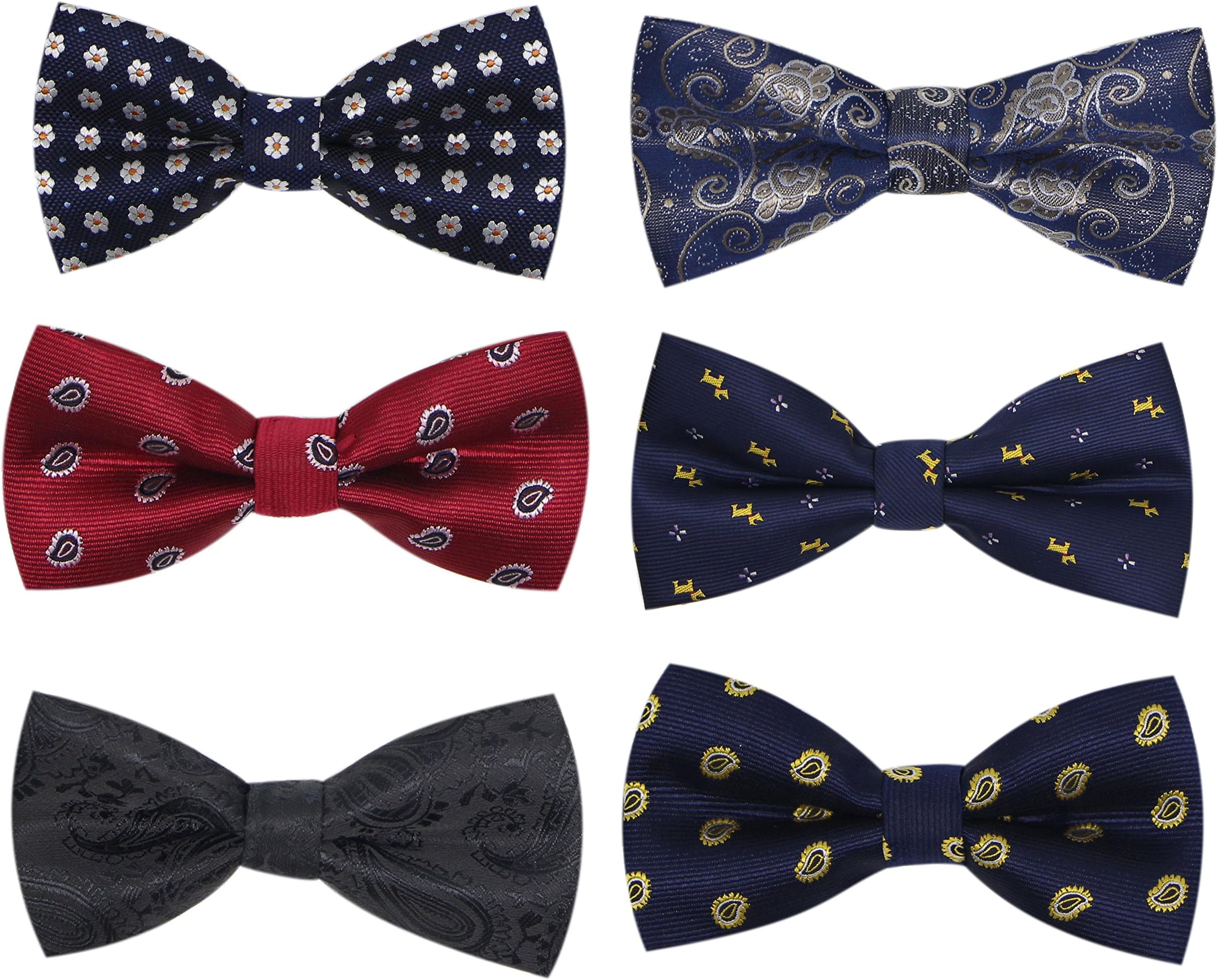 Pre Tied Formal Suit Bow Ties for Men (6 Pcs) by JAIFEI|Adjustable Neck Strap (Q)
