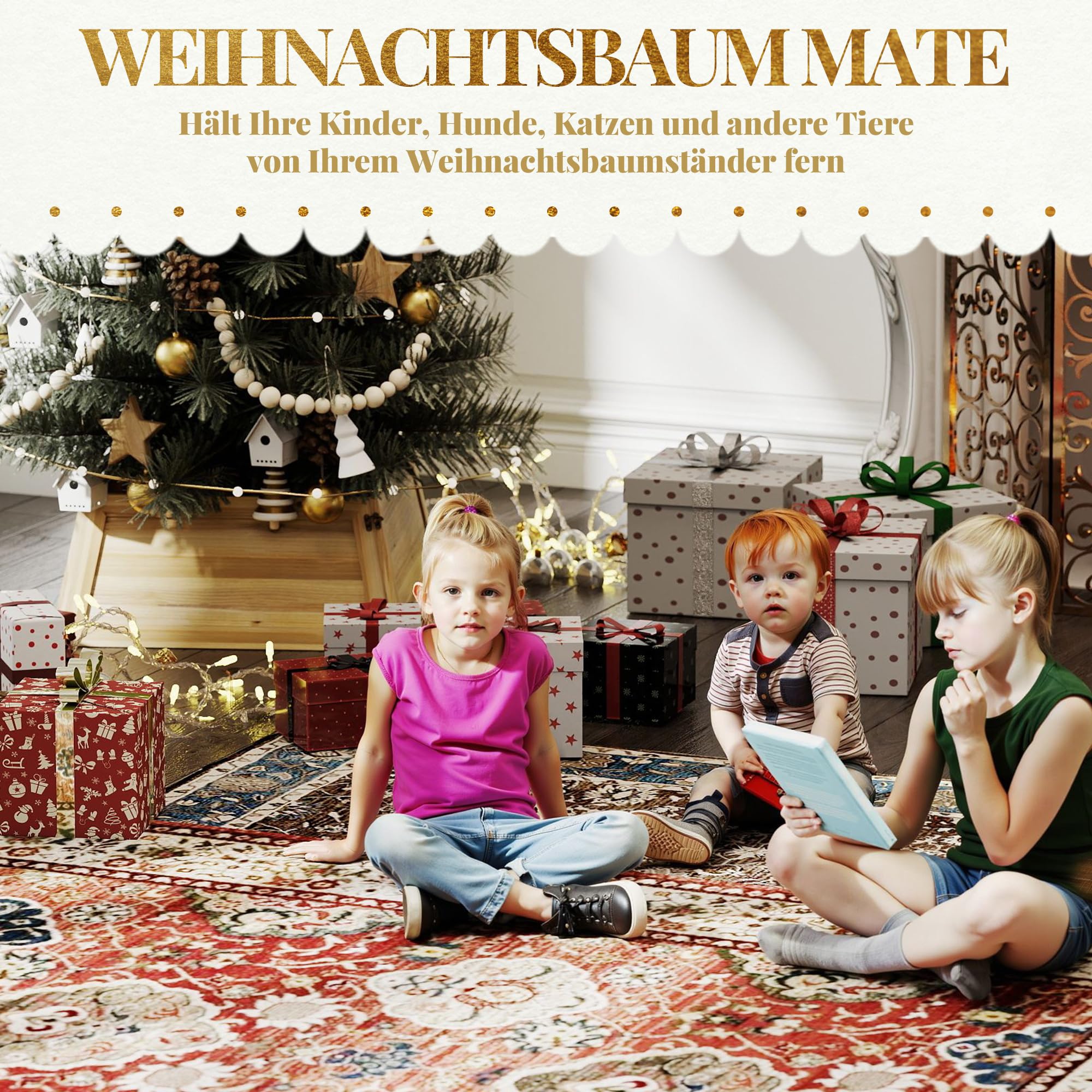 HOMCOM Weihnachtsbaumrock 65 x 65 cm Weihnachtsbaum Kragen in Naturholz | Aus Tannenholz, Weihnachtsbaumkorb, Für Party, Für Weihnachten
