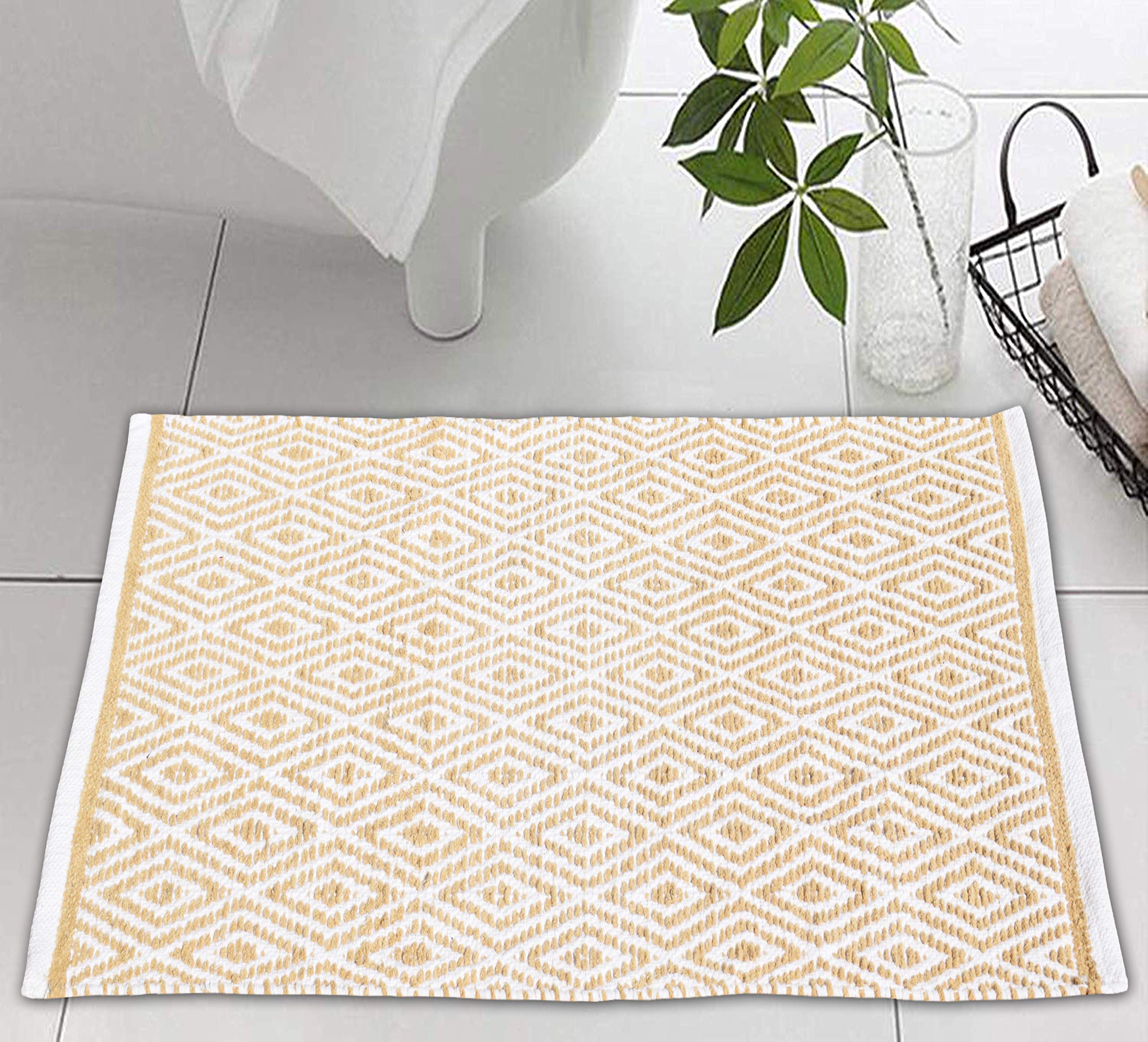 Ramanta Home Tapis réversible tissé à la main en coton 53,3 x 86,4 cm, lin