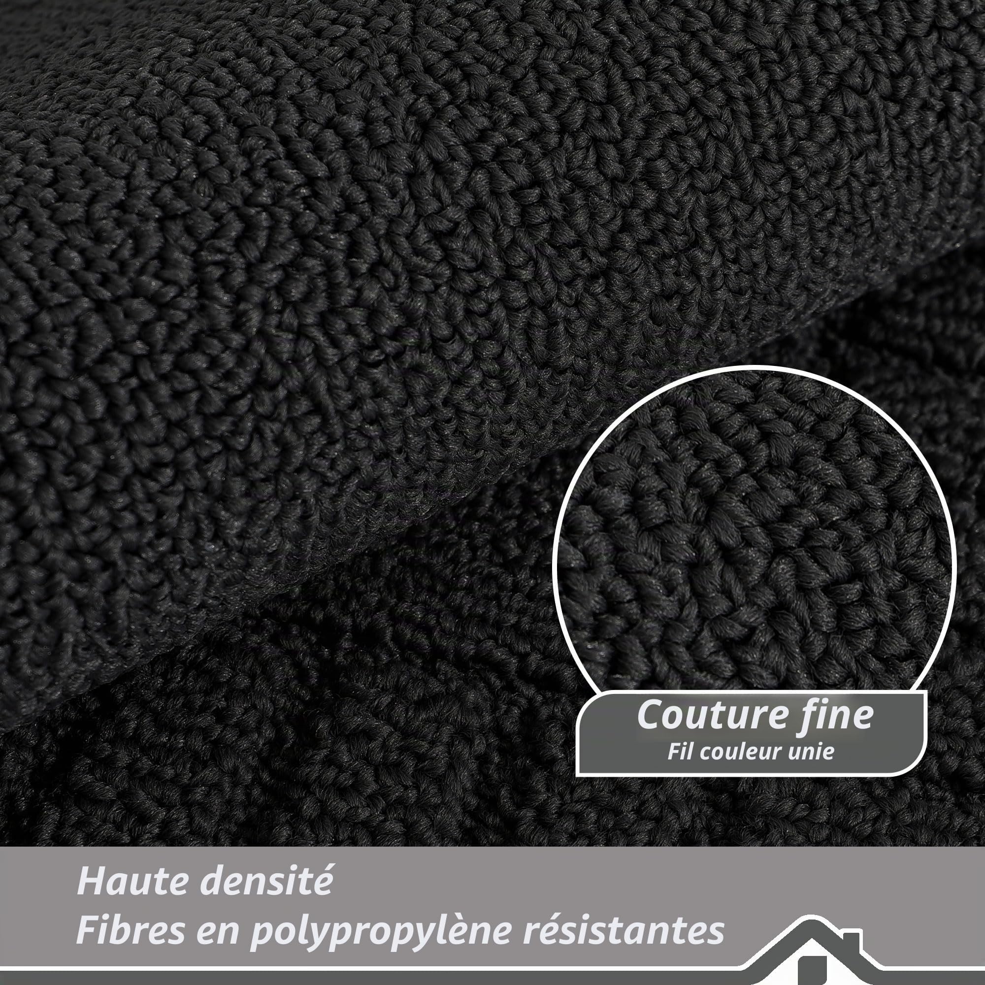 BEQHAUSE Lot de 2 Tapis de Cuisine lavables antidérapants avec Dos antidérapant en TPR (Noir, 50cm*76cm+50cm*120cm)