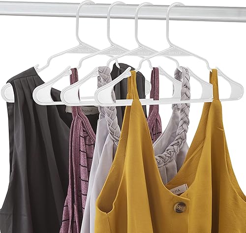 Miniatura 8 de ROYALE Paquete de 40 perchas de plástico blanco, resistentes, ligeras, antideslizantes, diseño delgado para ropa, ideal para uso diario
