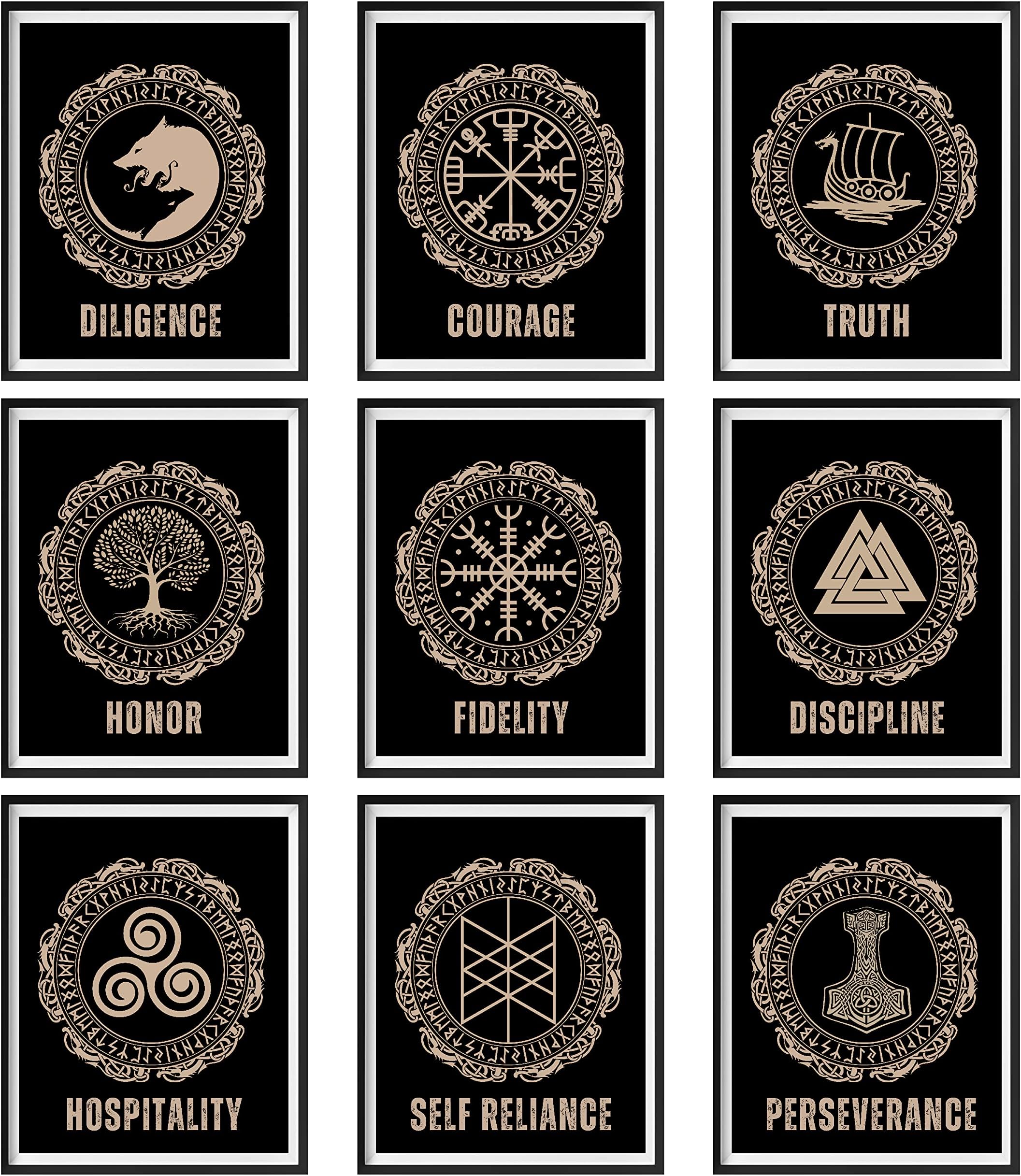 97 Decor Viking Wall Art - Norse Gifts for Men, Pagan Poster, Mythology Print, Bedroom Decorations (8x10 Unframed)