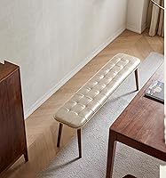 Vista 17 de Banco de comedor 100% madera maciza de 47.2'', banco largo de madera de roble para mesa de comedor, pie de cama, entrada, pasillo, respaldo de sofá