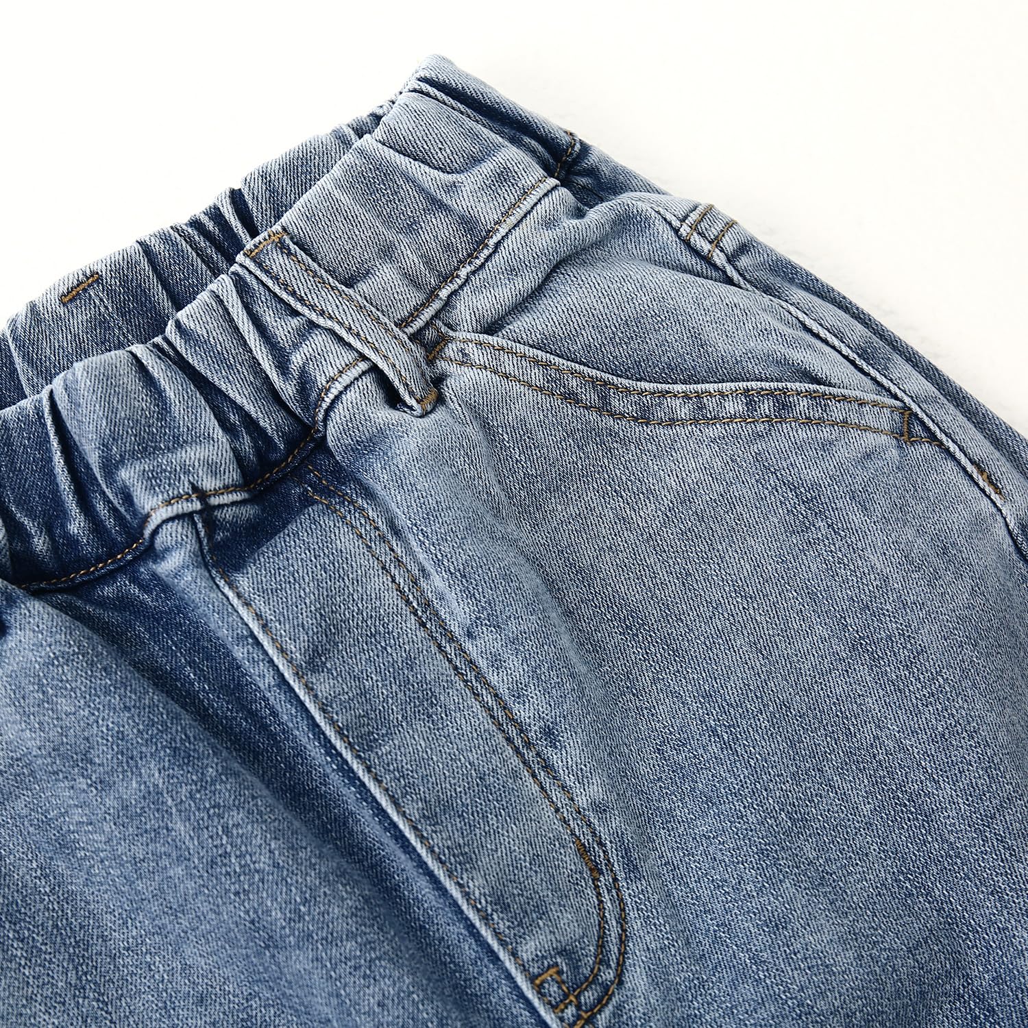 KIDSCOOL SPACE Jeans para niños con Cintura elástica para niñas pequeñas y Grandes con Anillo en D Cargo Stretch Denim Pants