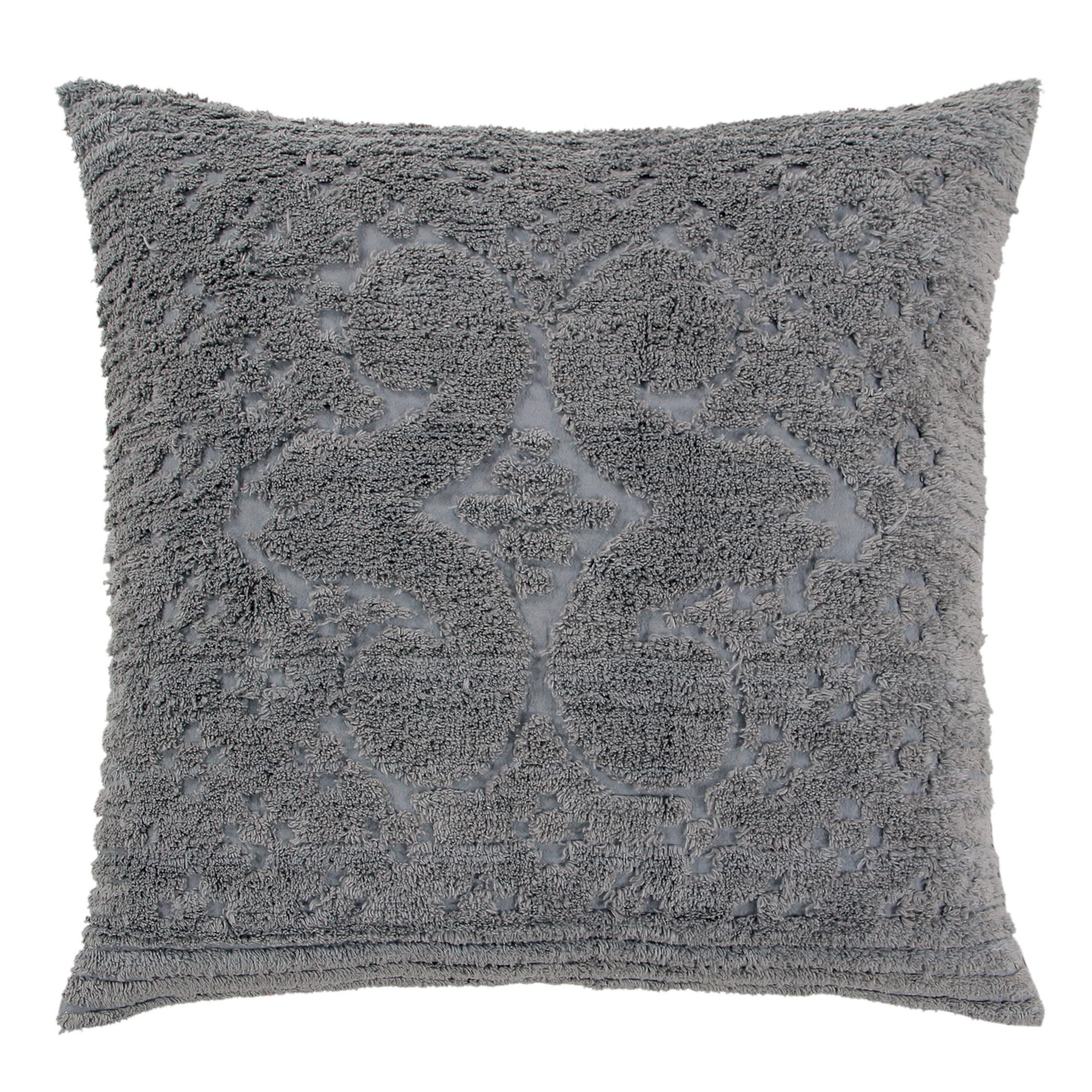 Better Trends Gray Euro Sham 100% Cotton Chenille Bedspread Sham, Soft and Cozy Tufted Tumble Dry (26x26 Euro Sham) Ashton Collection