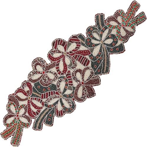 Camino de mesa con cuentas decorativas de 36 pulgadas, 13x36 pulgadas, cuentas de vidrio y poliéster hechas a mano  Decoración premium para fiestas,