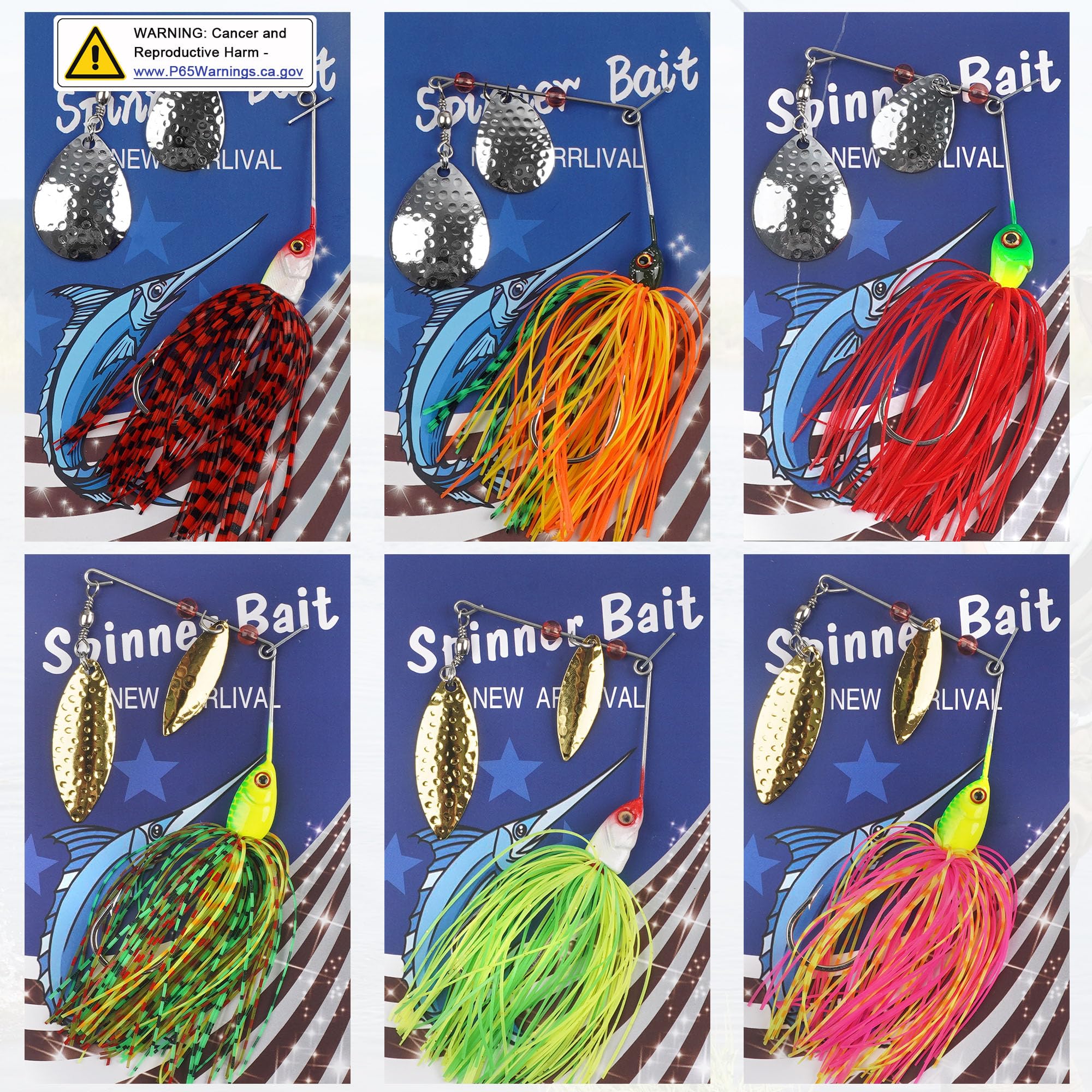 Spinnerbait - Kit di esche da pesca, esche spinner, multicolore in metallo, esche da nuoto per acqua salata d'acqua dolce spigola, trota e salmone
