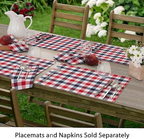 Miniatura 5 de Home Bargains Plus Servilletas cuadradas de tela, juego de 4 servilletas, diseño patriótico, servilletas de tela para interiores y exteriores, rojo