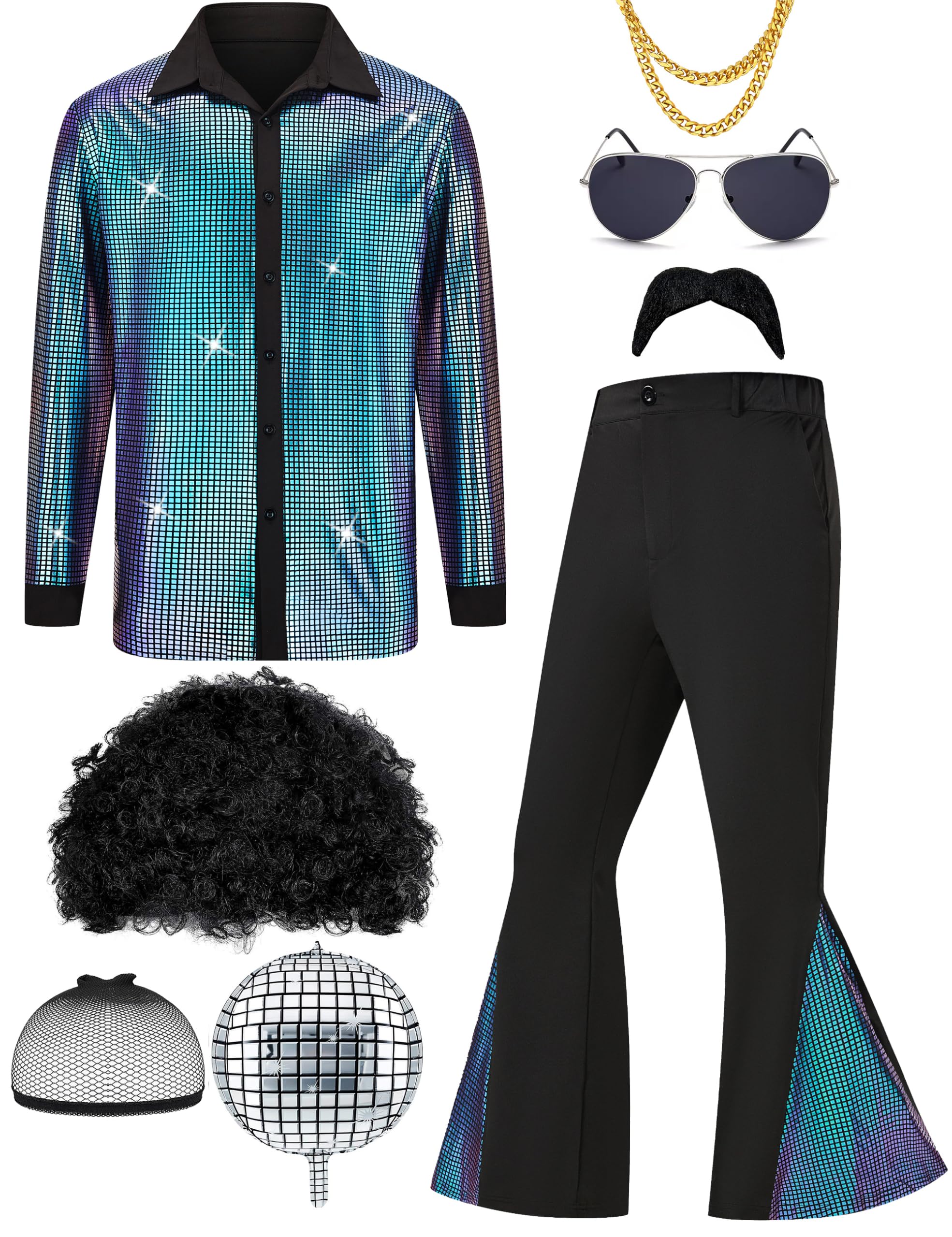 70s Disco Outfit for Men 7 Pcs