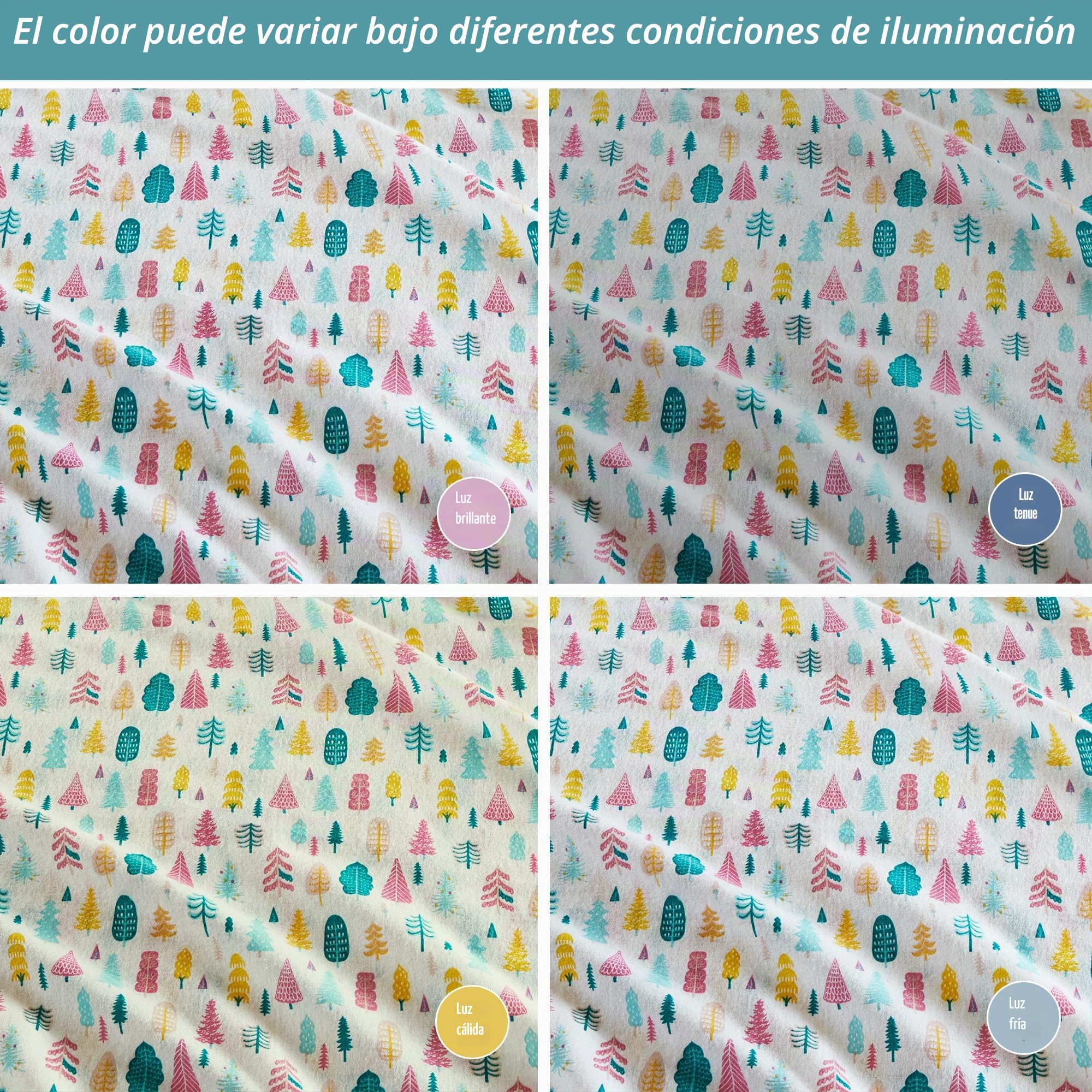 Intelligent Design - Juego de sábanas en cálida Franela de algodón, Transpirable, Bonito Estampado navideño, Bajera Especial para colchones de hasta 40,5 cm, para Cama de Matrimonio «Queen», árboles